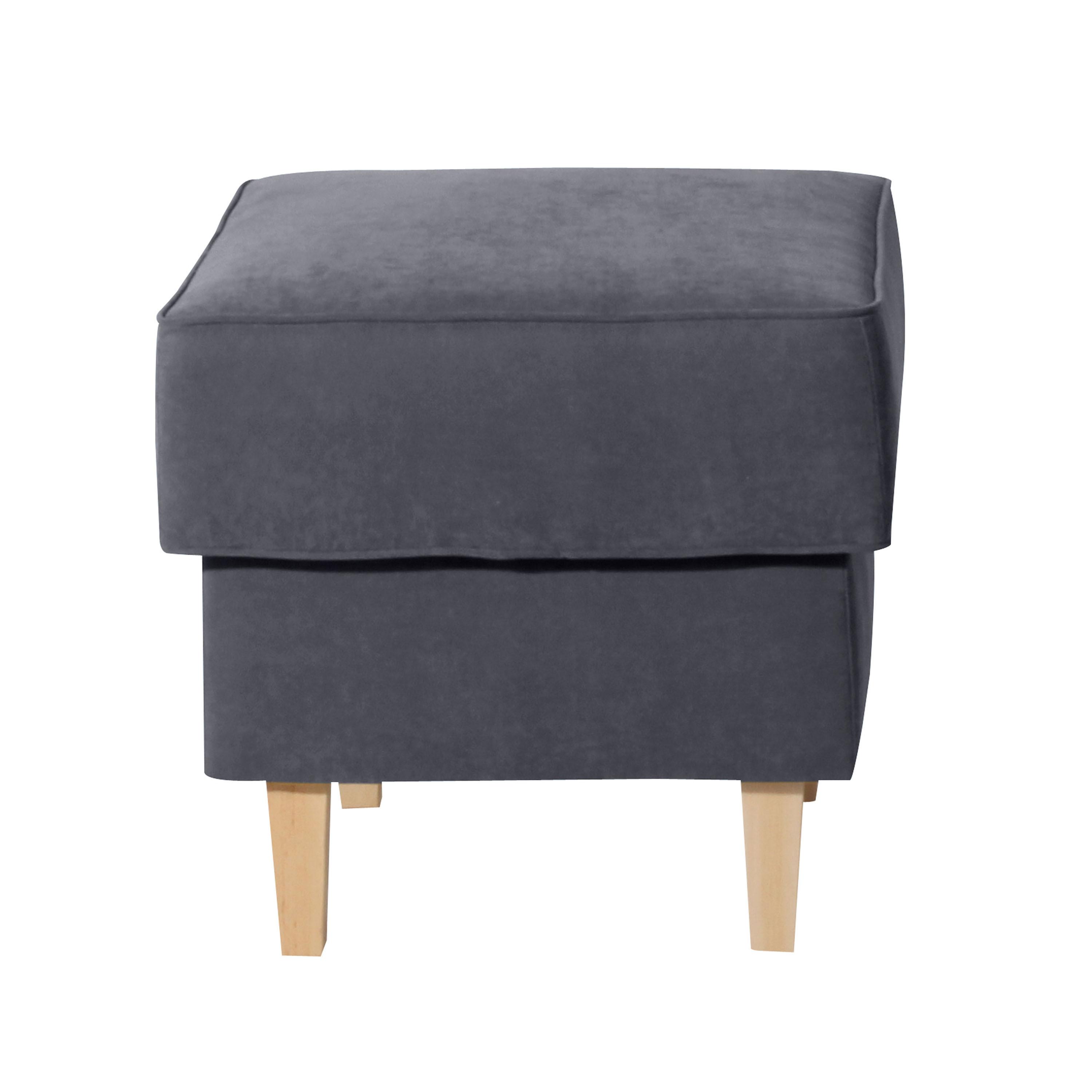 HOCKER LORRIS - Anthrazit/Buchefarben, Design, Holz/Textil (53/45/53cm) - Max Winzer