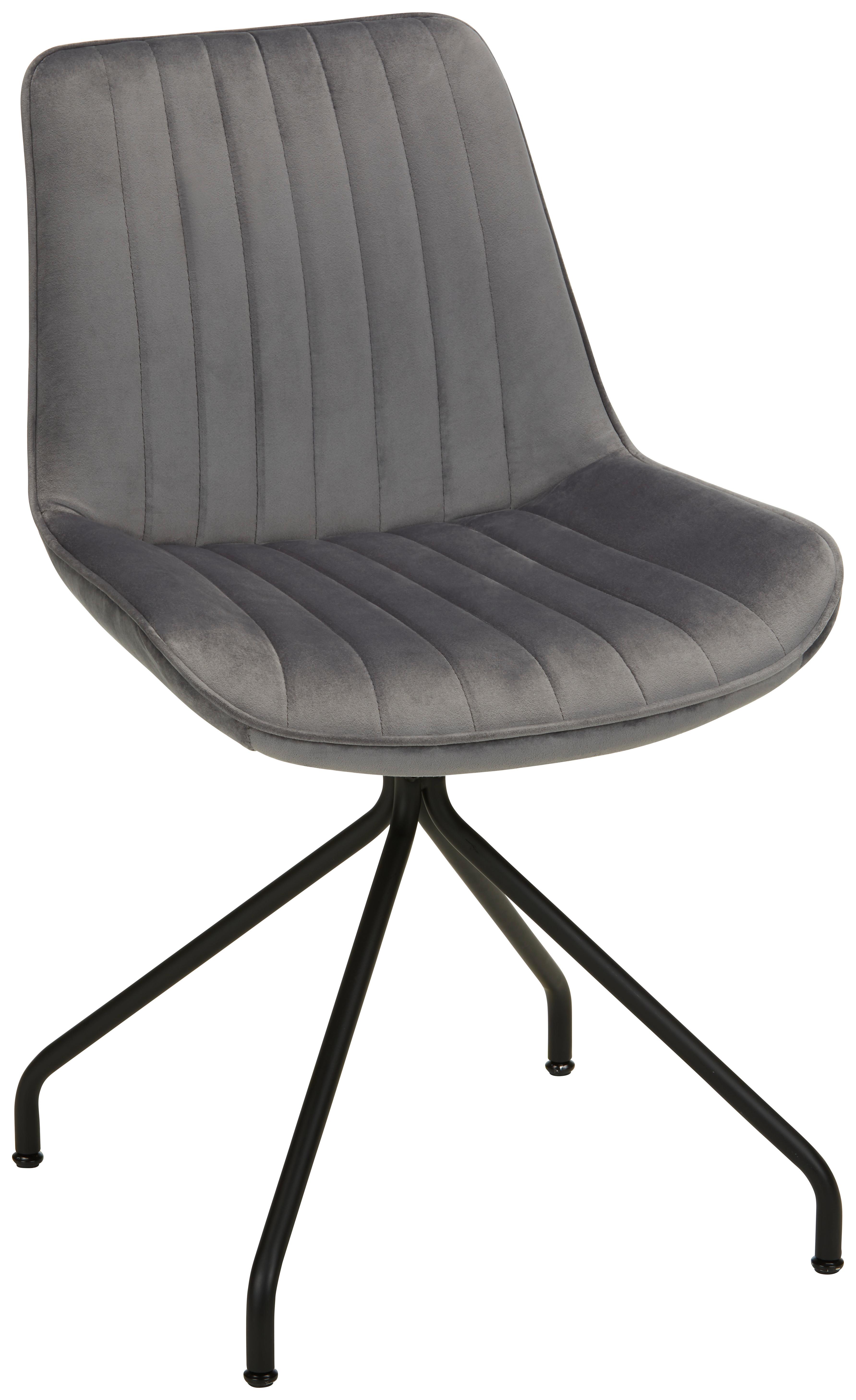 Stuhl aus Samt in Grau - Schwarz/Grau, MODERN, Textil/Metall (50/83,5/51cm) - Modern Living