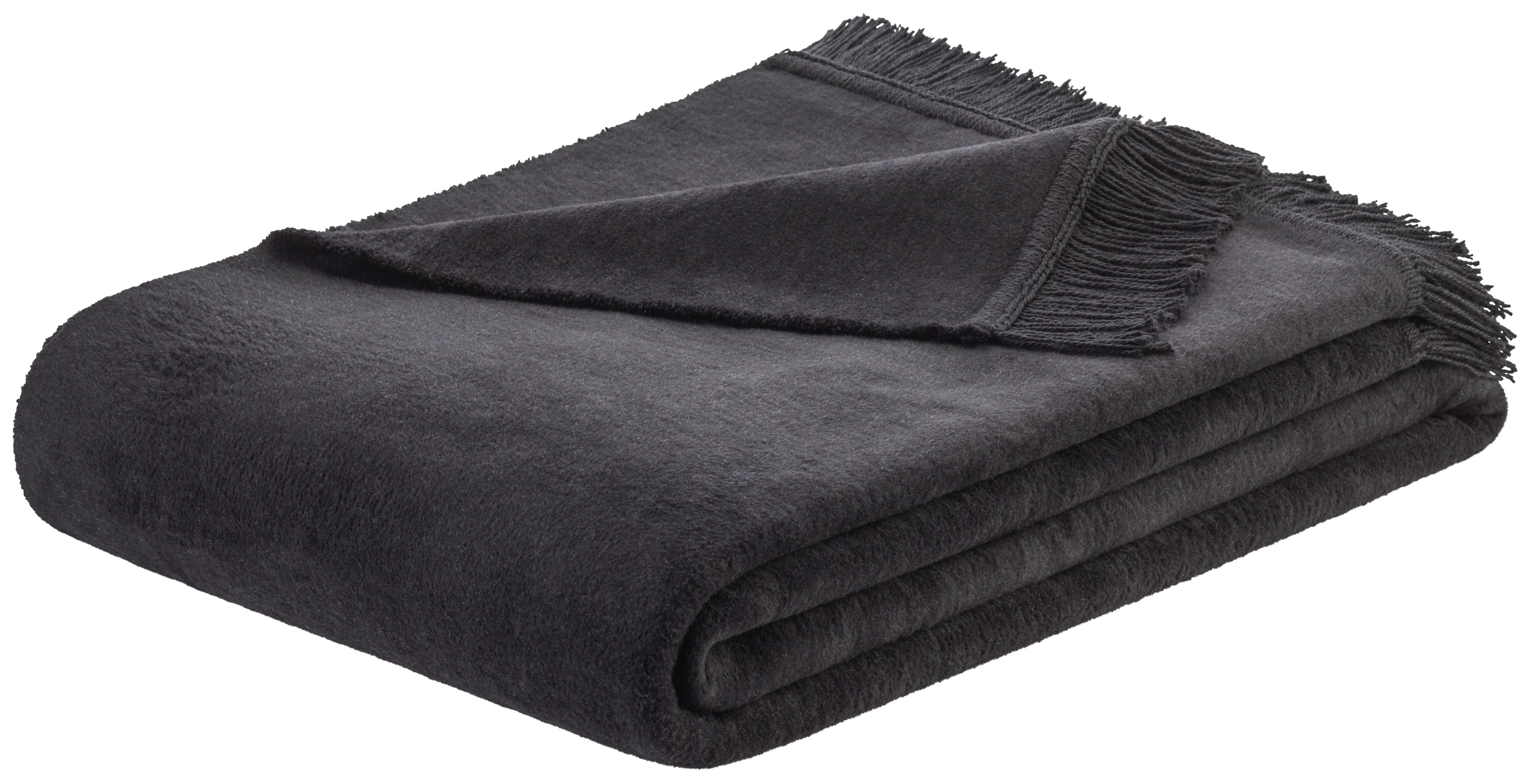 Decke El Sol in Schwarz ca.150x200cm - Schwarz, Textil (150/200cm) - Modern Living