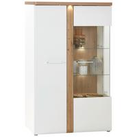 Vitrină VIOLA - alb/culoare lemn stejar, Modern, plastic/sticlă (98,5/164/43,2cm) - Premium Living