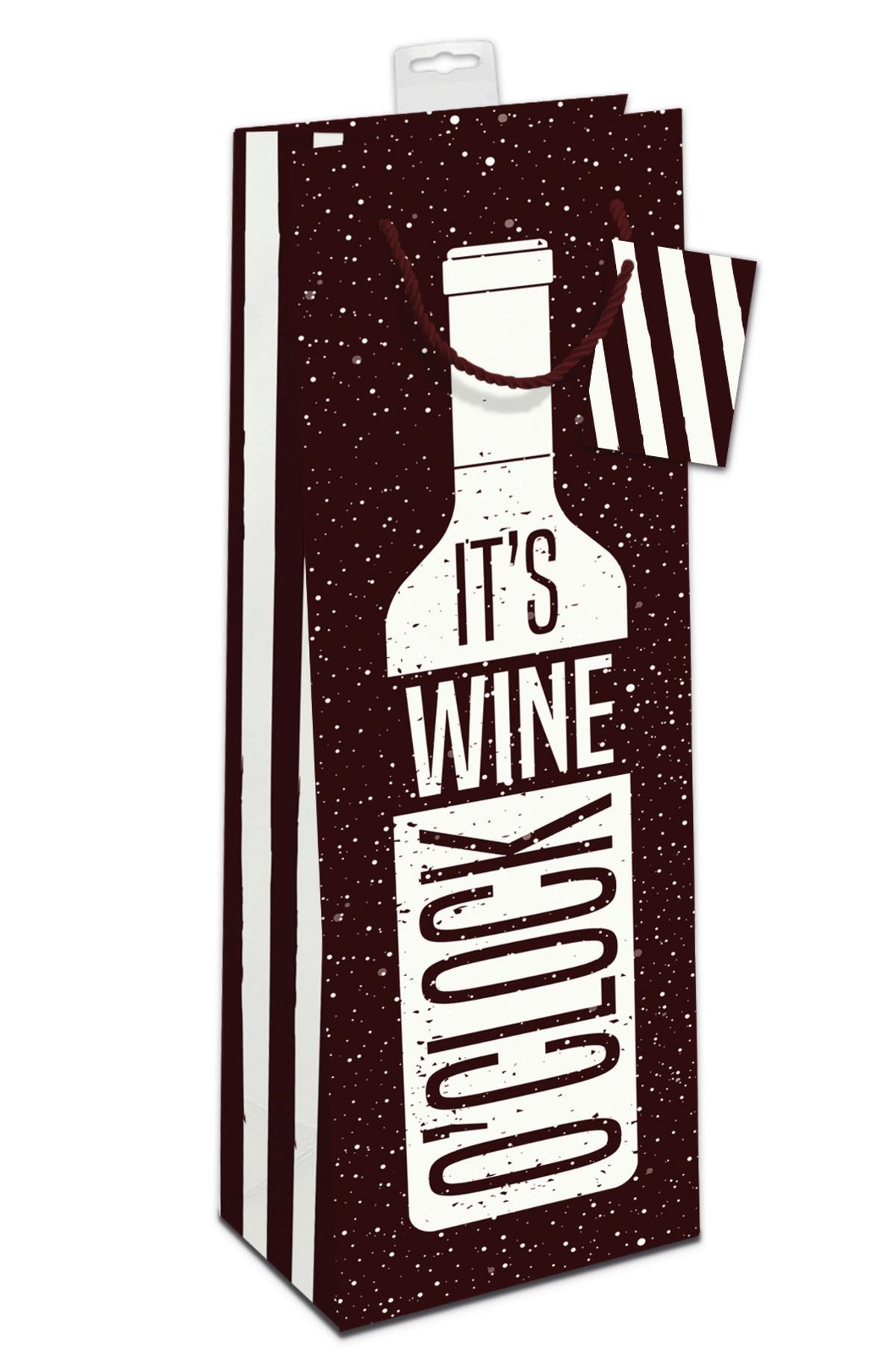 Geschenktasche Jana in Weiss/Schwarz - Weiss/Weinrot, Lifestyle, Papier (12/39/10cm) - Modern Living