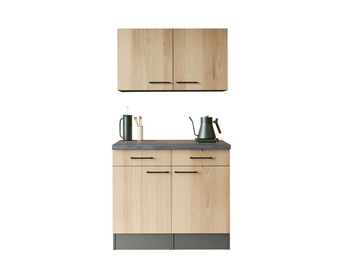 Buffet Oliver Grau/Eiche - Schwarz/Eiche Artisan, Trend, Holzwerkstoff/Metall (100/200/60cm) - Respekta