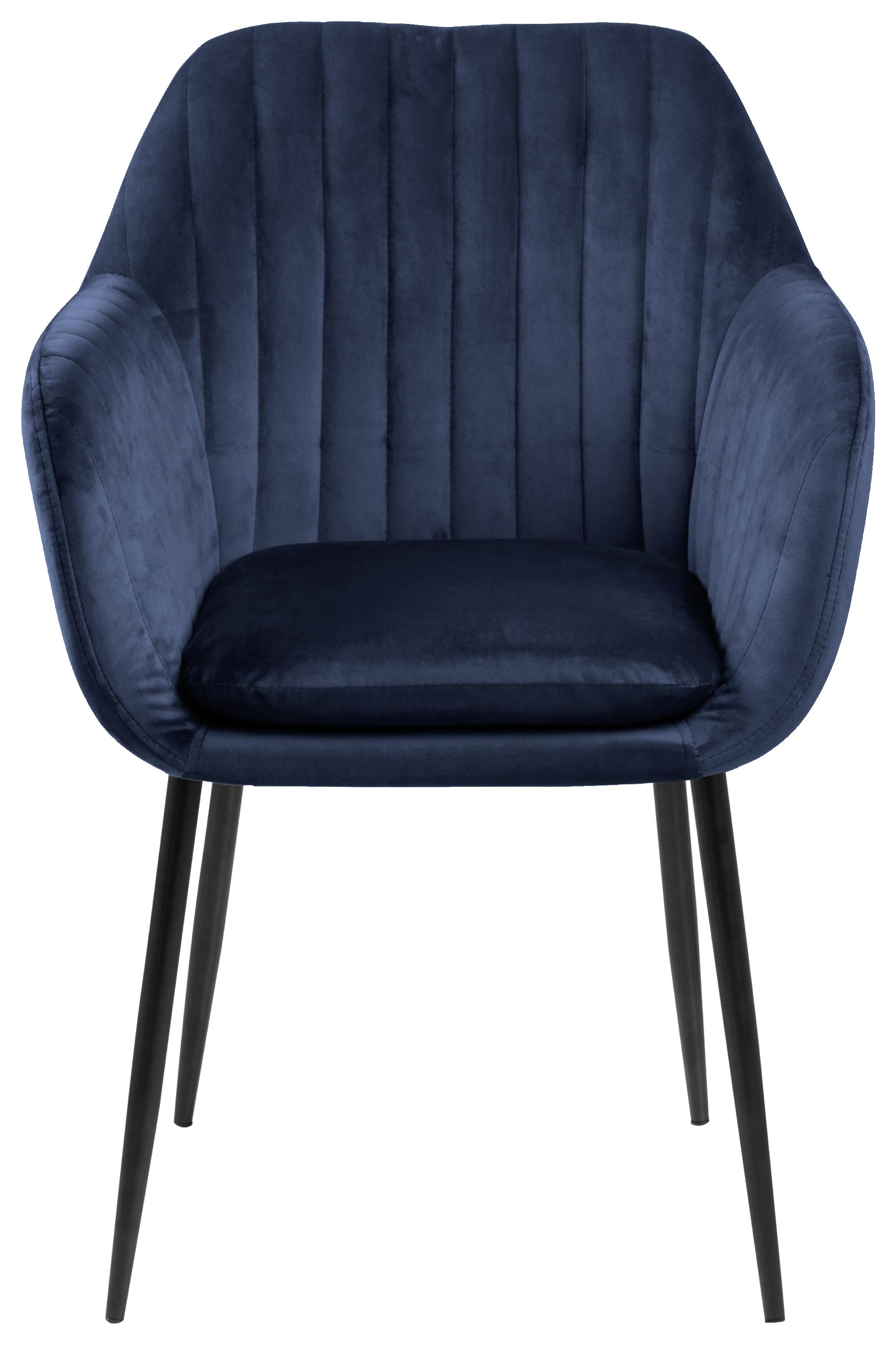 KRZESŁO Z PODŁOKIETNIKAMI EMILIA - ciemnoniebieski/czarny, Trend, metal/tkanina (57/83/59cm) - Ambia Home