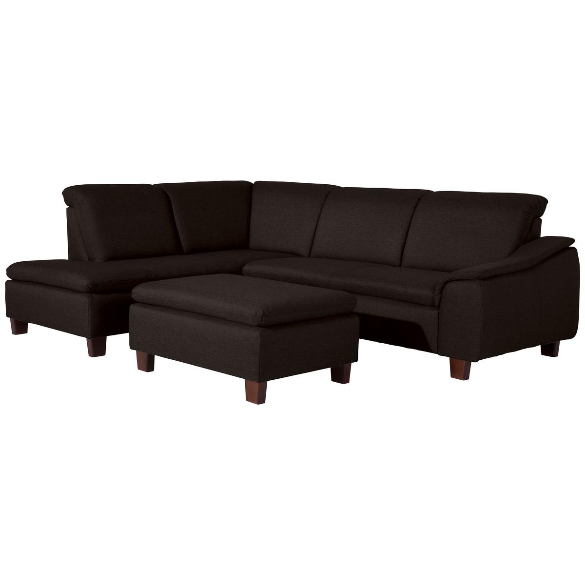 HOCKER AARON - Dunkelbraun/Nussbaumfarben, Design, Holz/Textil (90/60/43cm) - Max Winzer