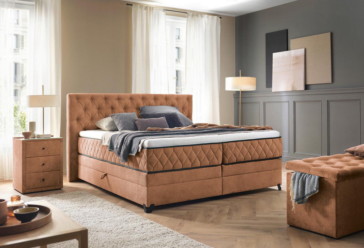 Boxspring Krevet Carmen - boje lješnjaka, Konvencionalno, drvni materijal/drvo (160/200cm) - Modern Living