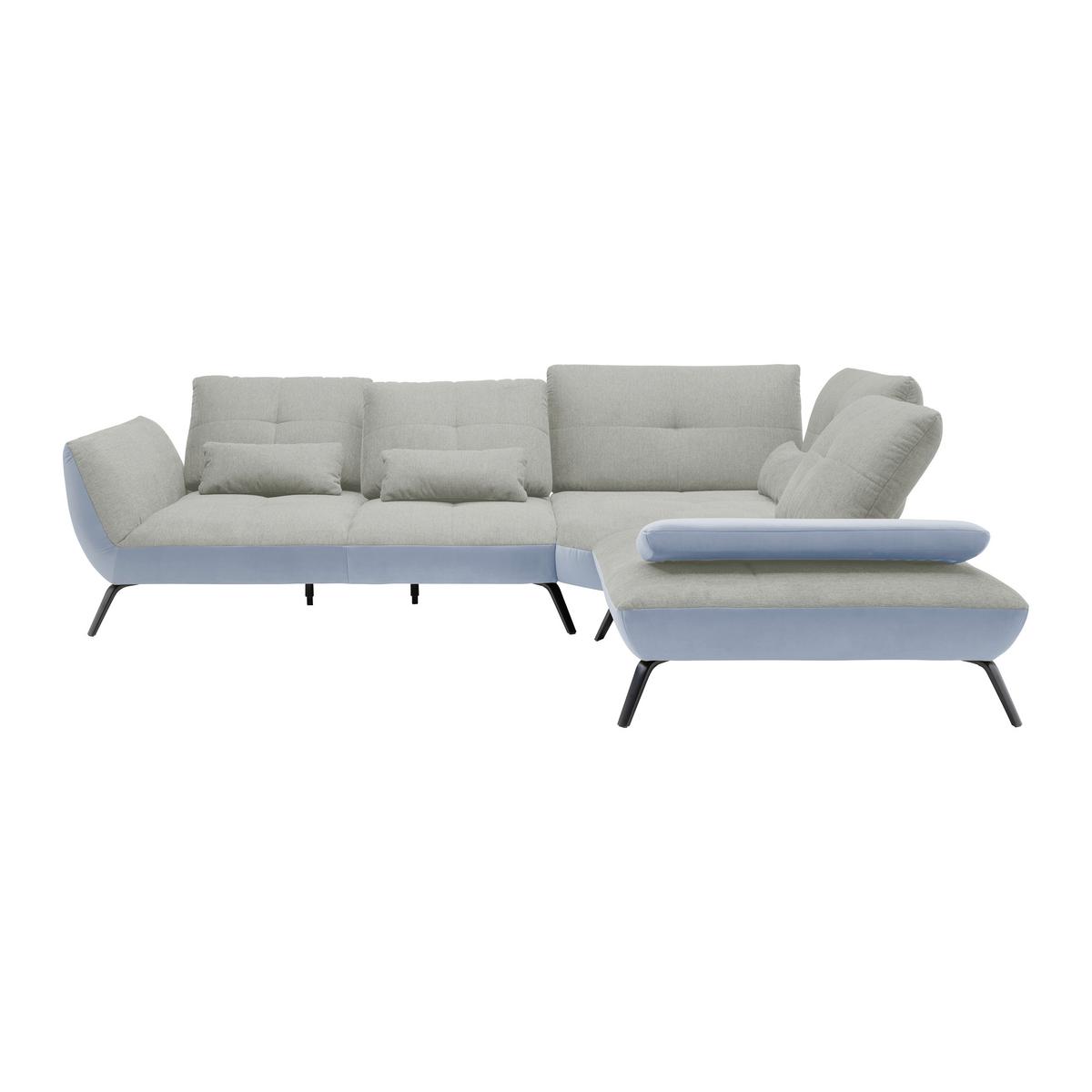 Wohnlandschaft Trendy Silberfarben/Hellgrau - Silberfarben/Hellgrau, MODERN, Holzwerkstoff/Textil (310/93/250cm) - Premium Living