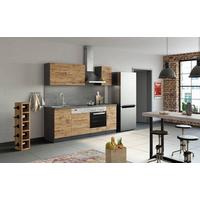 Küchenblock Sorrento mit Geräten ca. 210 cm Eichefarben - Chromfarben/Schieferfarben, MODERN, Holzwerkstoff/Metall (210cm) - Held