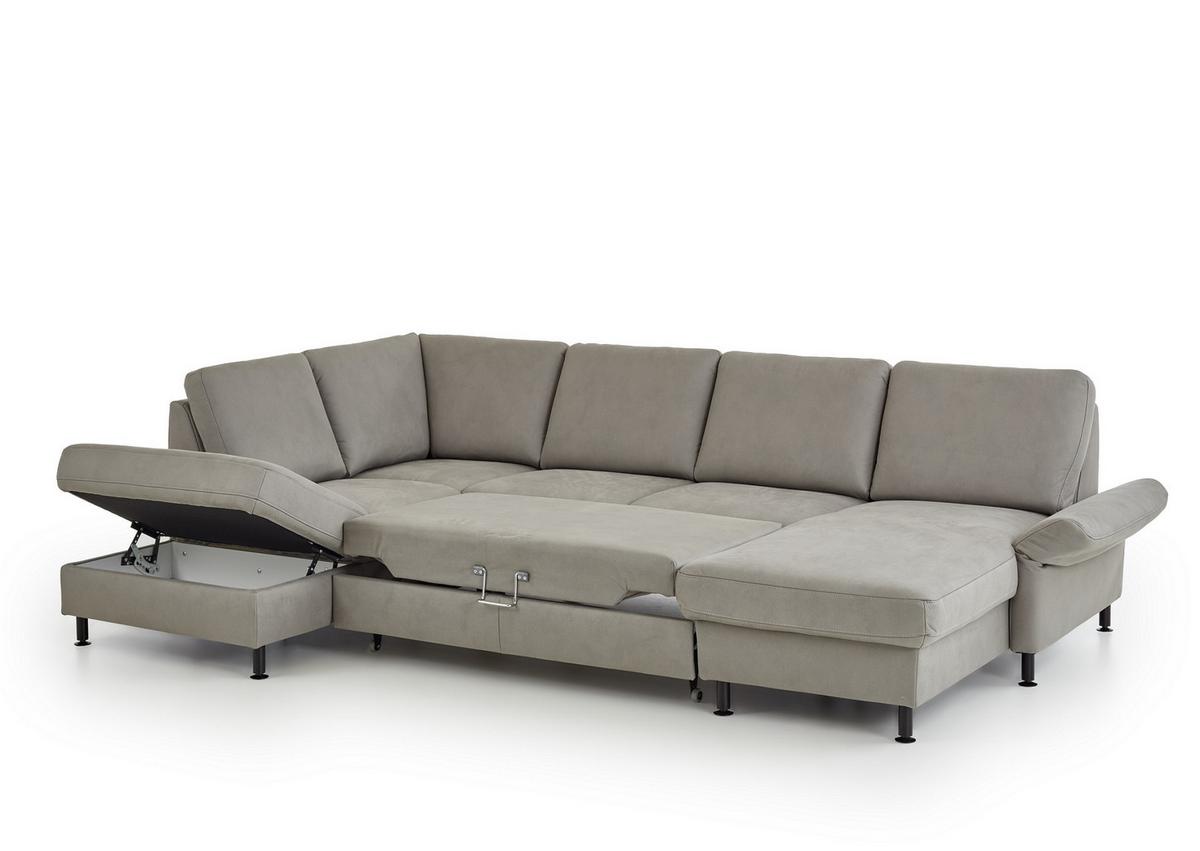 Sarokkanapé Villach - szürke, Modern, műanyag/faalapú anyag (200/305cm)