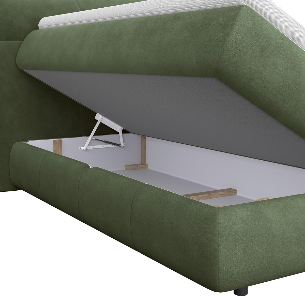 Boxspring Krevet Carmelo - tamno zelena/crna, Trend, tekstil/plastika (160/200cm) - Premium Living