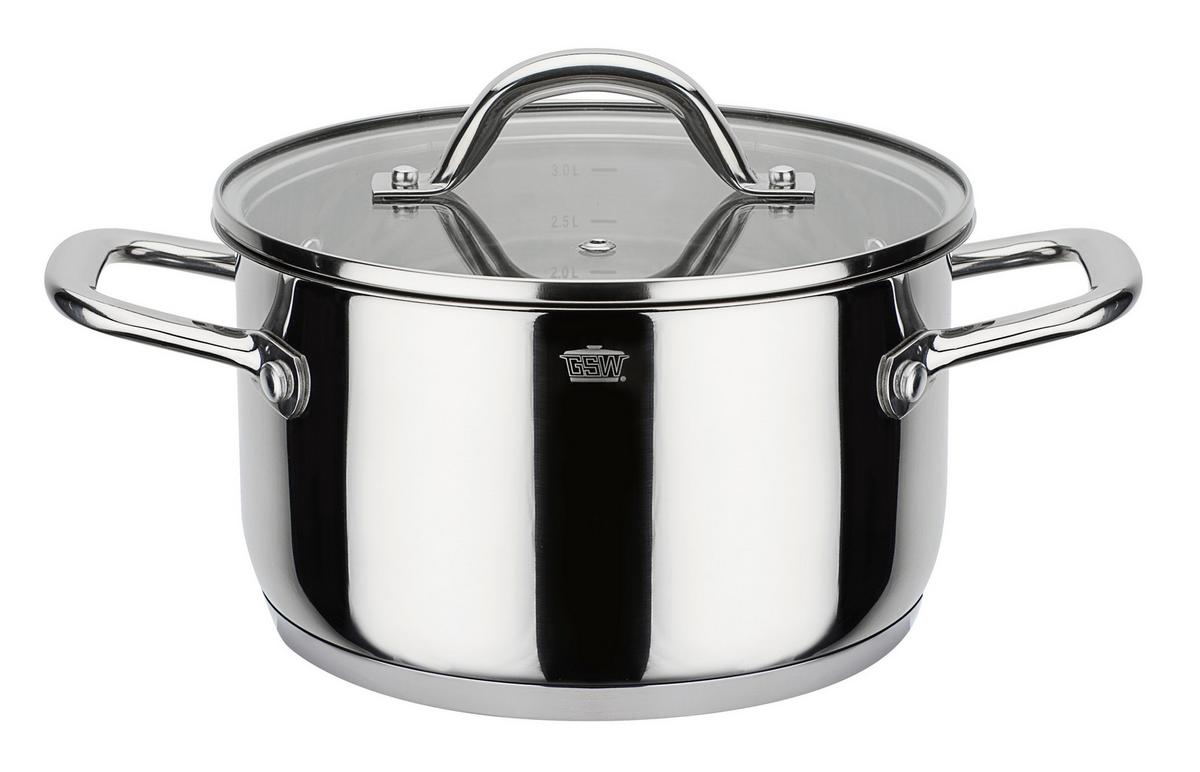 Set Posod Meran, 4-Delni - barve nerjavečega jekla/prozorno, Basics, kovina/steklo - GSW