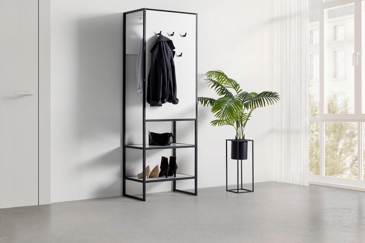 Garderobe Hilla Schwarz/Weiss - Weiss/Schwarz, Modern, Holzwerkstoff/Metall (64/185/40cm) - Mömax