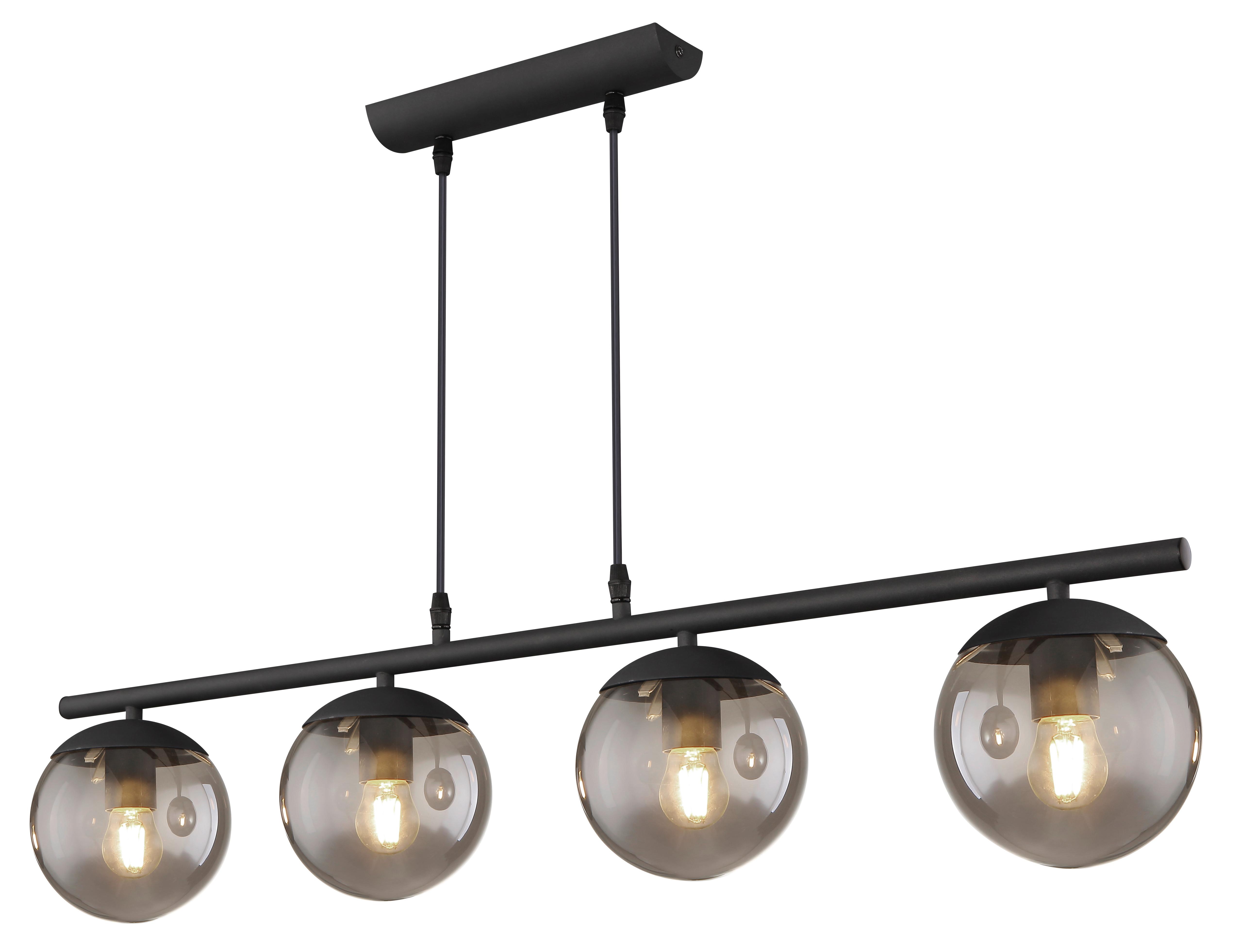 Viseča Svetilka 15830-4h Blama - črna, Design, kovina/steklo (90/15/120cm) - Globo