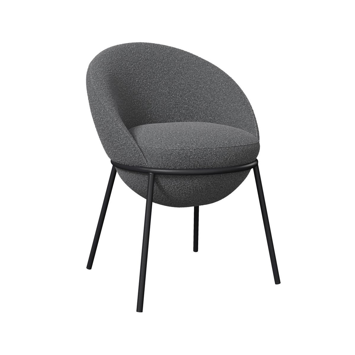 Armlehnstuhl Zoa Grau Struktur Gepolstert - Schwarz/Grau, MODERN, Holz/Textil (57/85/61cm) - Bessagi Home