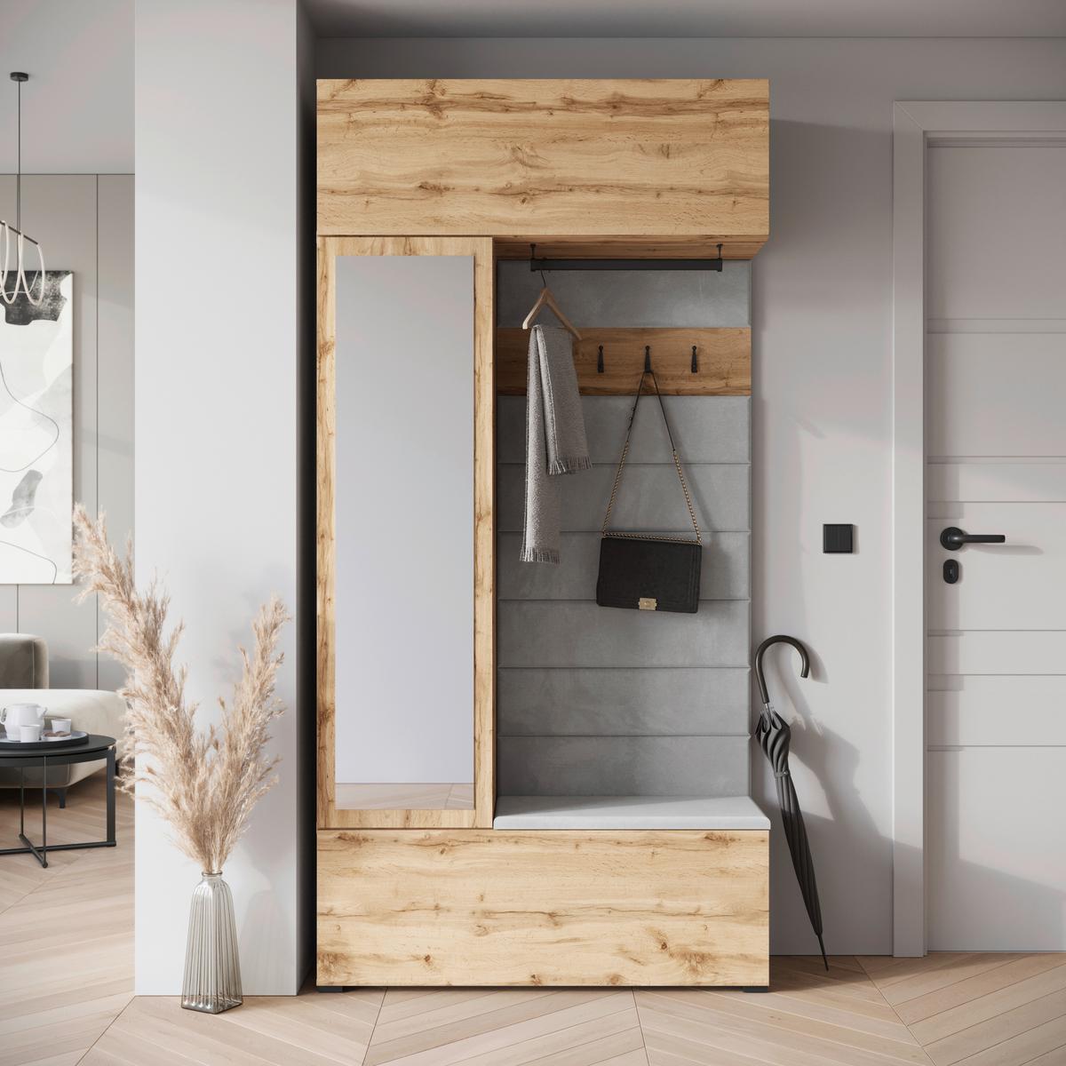 Predsoba Tejo, Barva Hrasta - hrast wotan, Trend, leseni material/tekstil (115/231,9/37,5cm) - Livetastic