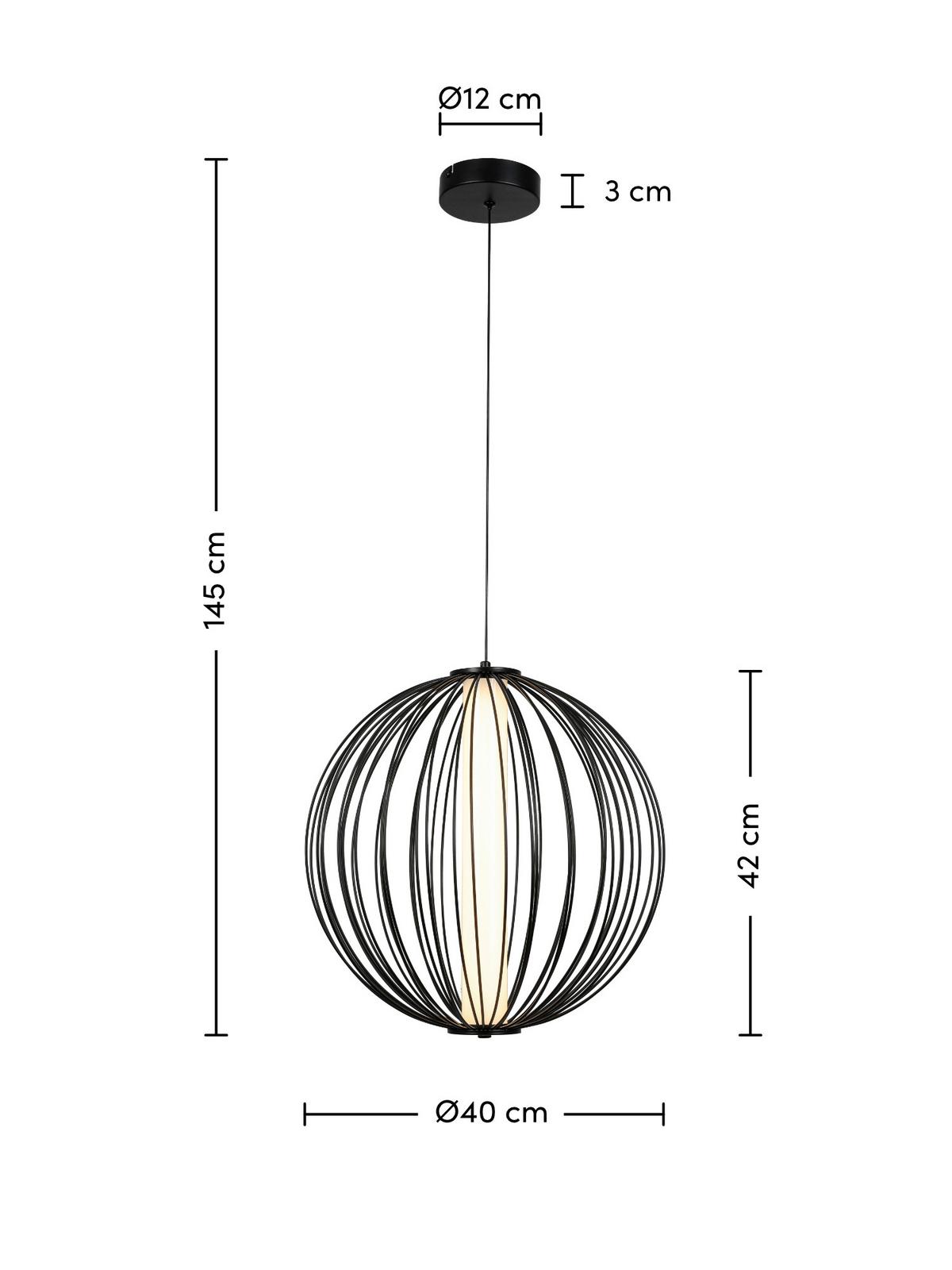 LED-Hängeleuchte Kalti Schwarz max. 24 Watt - Schwarz, MODERN, Kunststoff/Metall (40/145cm) - Mömax