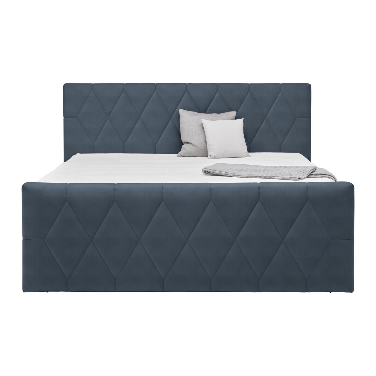Boxspringbett Josie B Graublau ca. 160x200cm - Graublau/Schwarz, KONVENTIONELL, Holz/Holzwerkstoff (160/200cm) - Mömax