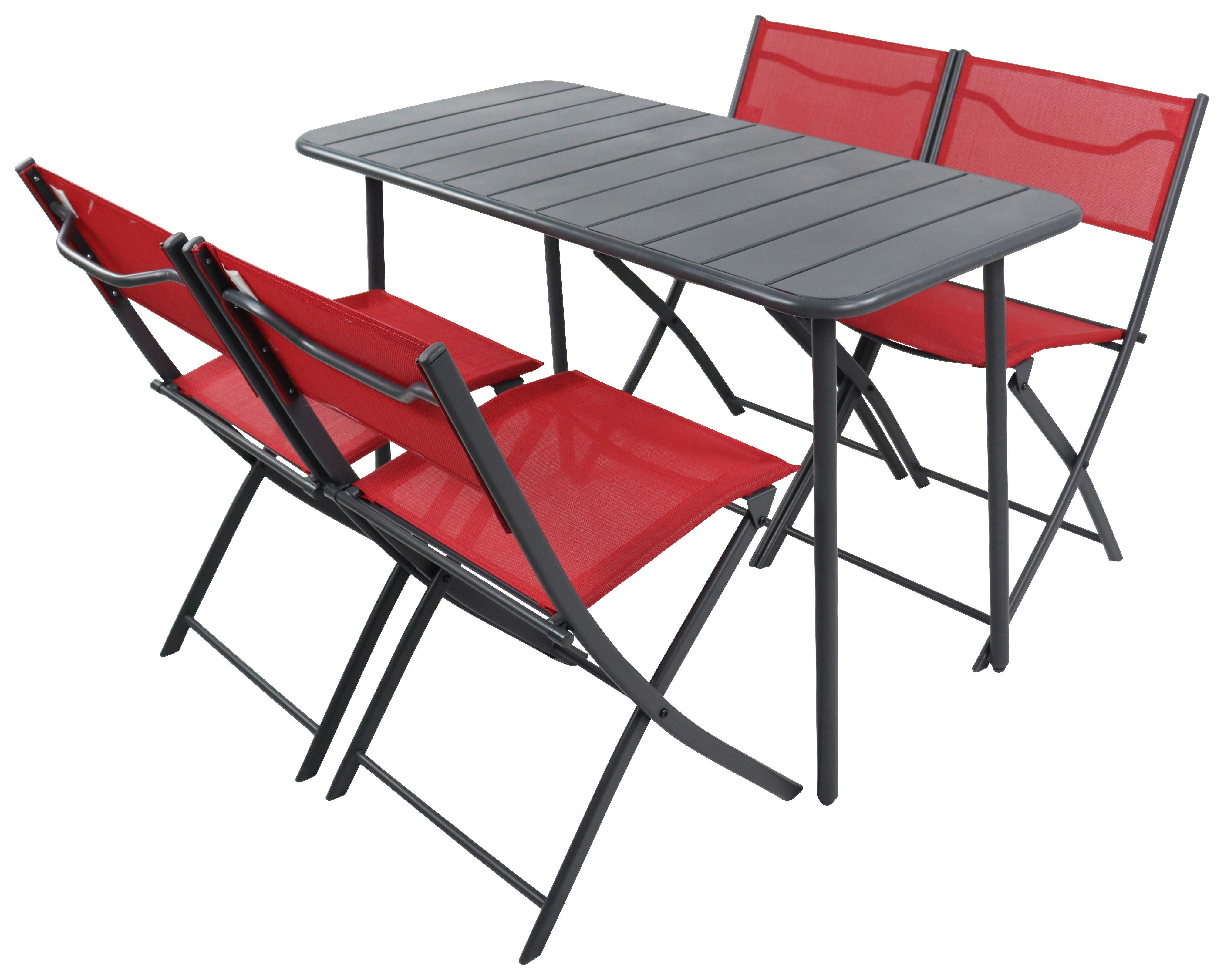 Gartenmöbel-set Sumila - Rot/Schwarz, Modern, Kunststoff/Textil - Ambia Garden