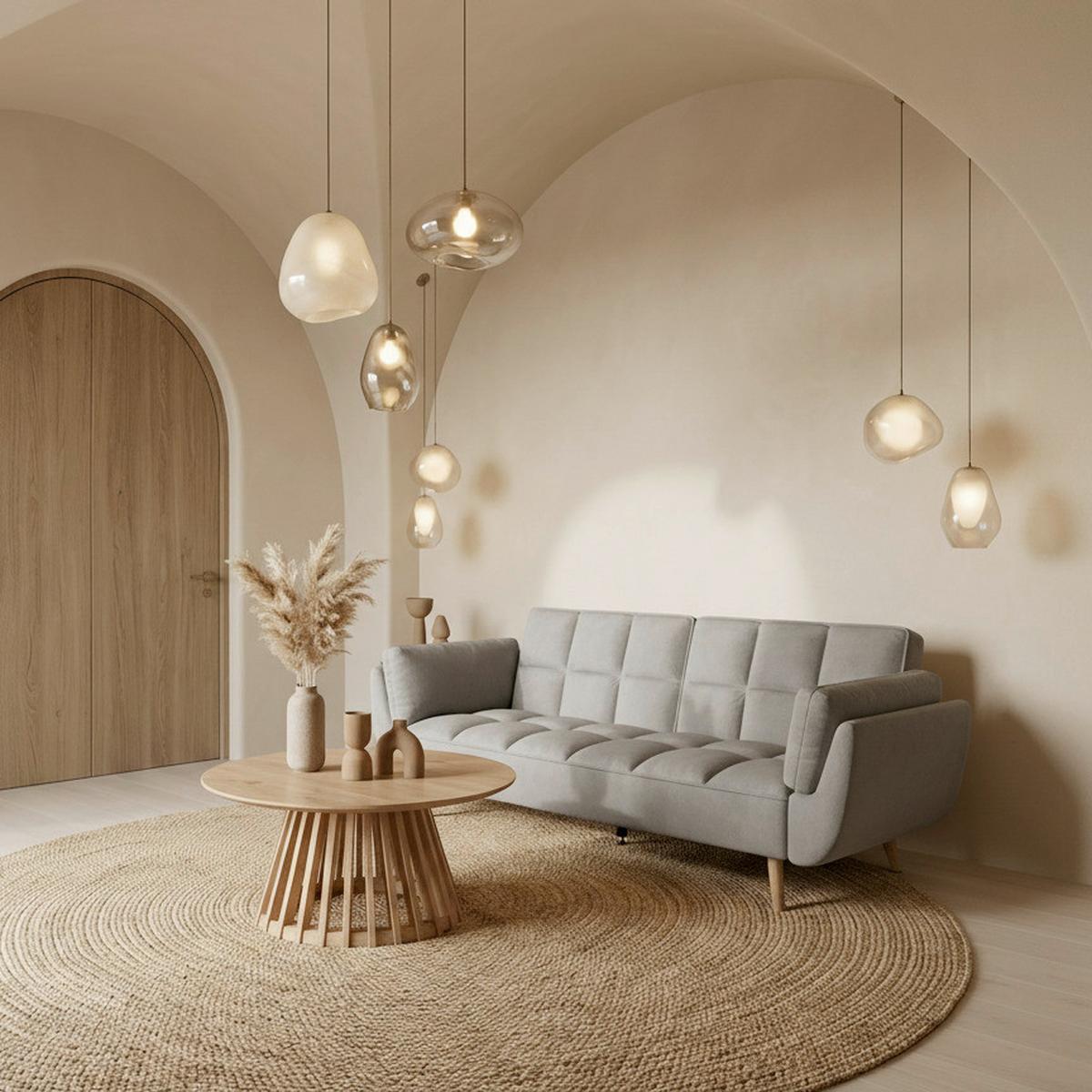 Schlafsofa Cora Grau Samt - Naturfarben/Grau, MODERN, Holz/Textil (214/92/81cm) - Bessagi Home