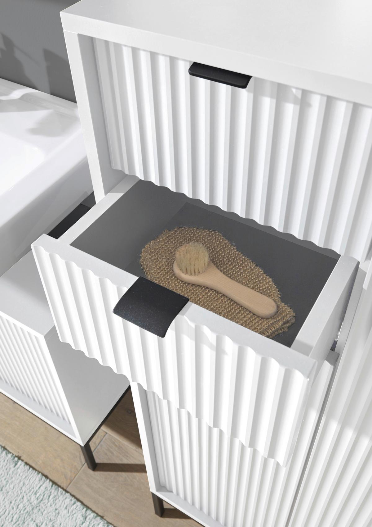 KOMODA WYSOKA LUCERA - antracytowy/biały, Modern, materiał drewnopochodny/tworzywo sztuczne (60/106/32cm) - MID.YOU