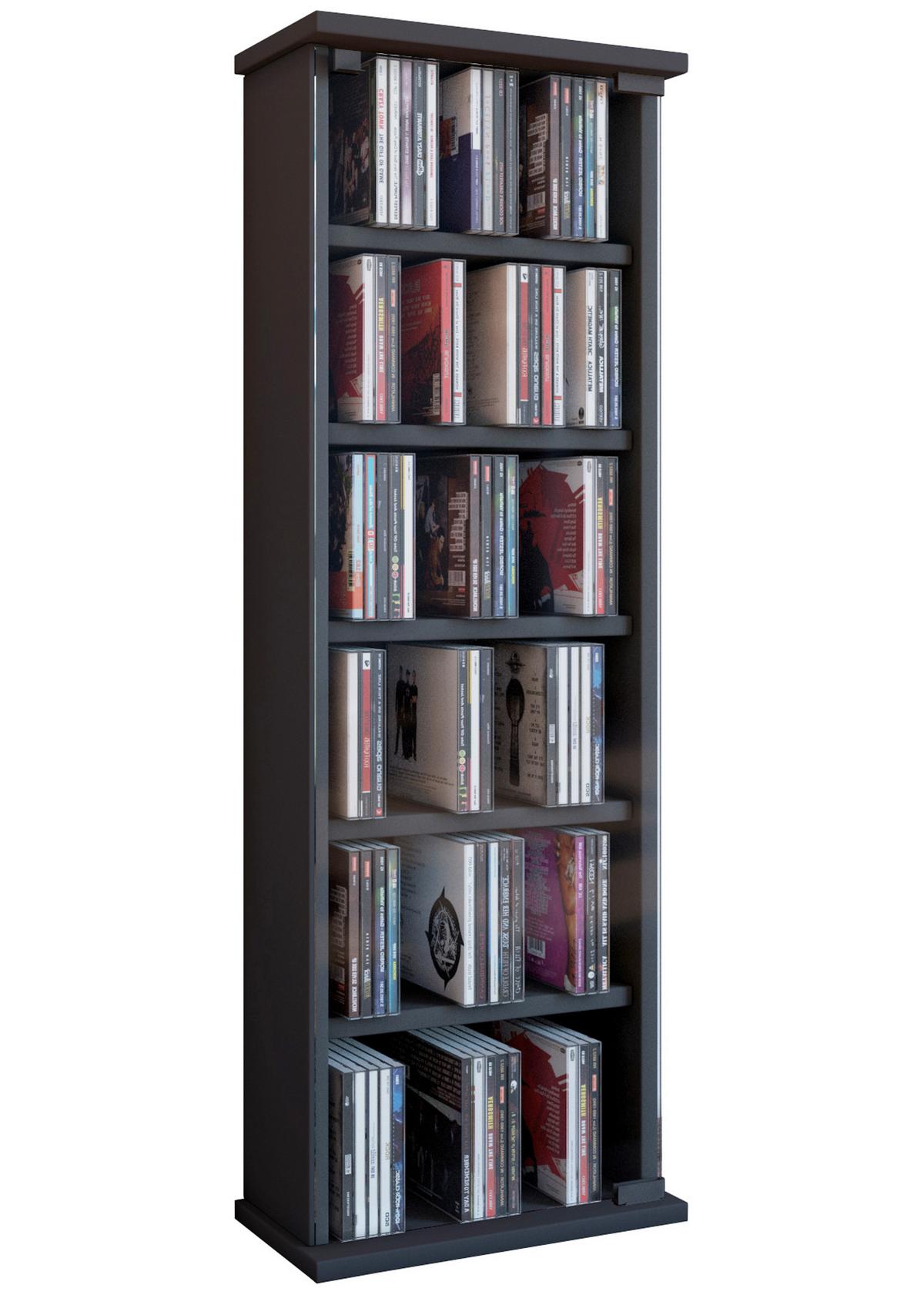 CD-Regal Vetro in Schwarz, B: 31 cm - Schwarz, KONVENTIONELL, Glas/Holzwerkstoff (31/92/18cm) - MID.YOU