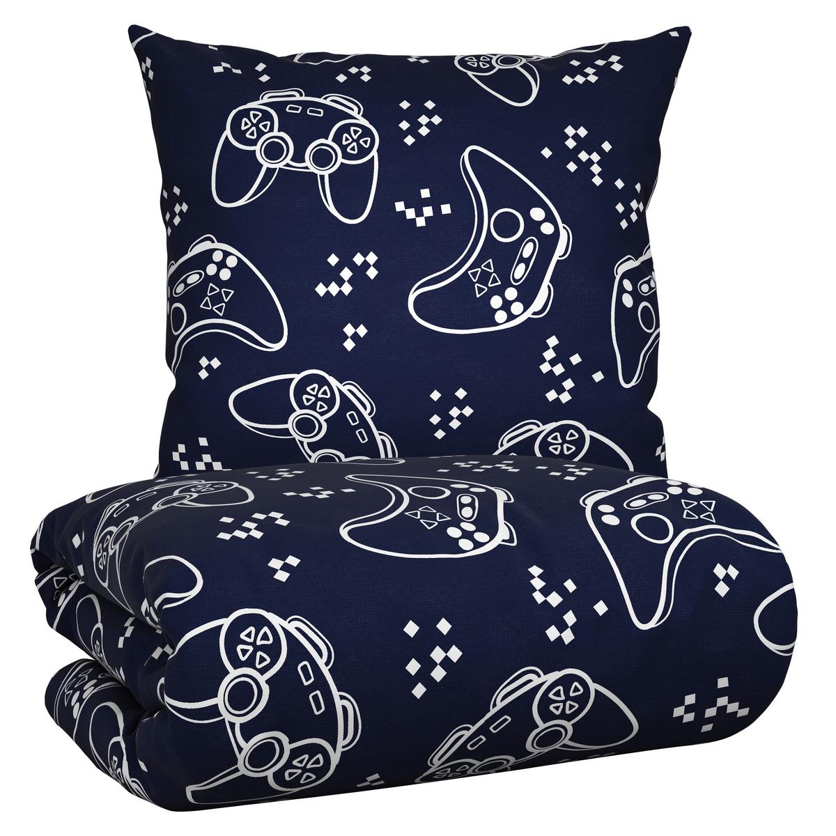 Jugendbettwäsche Gaming Blau/Weiß ca. 135x200cm - Blau, Textil (135/200cm) - Modern Living
