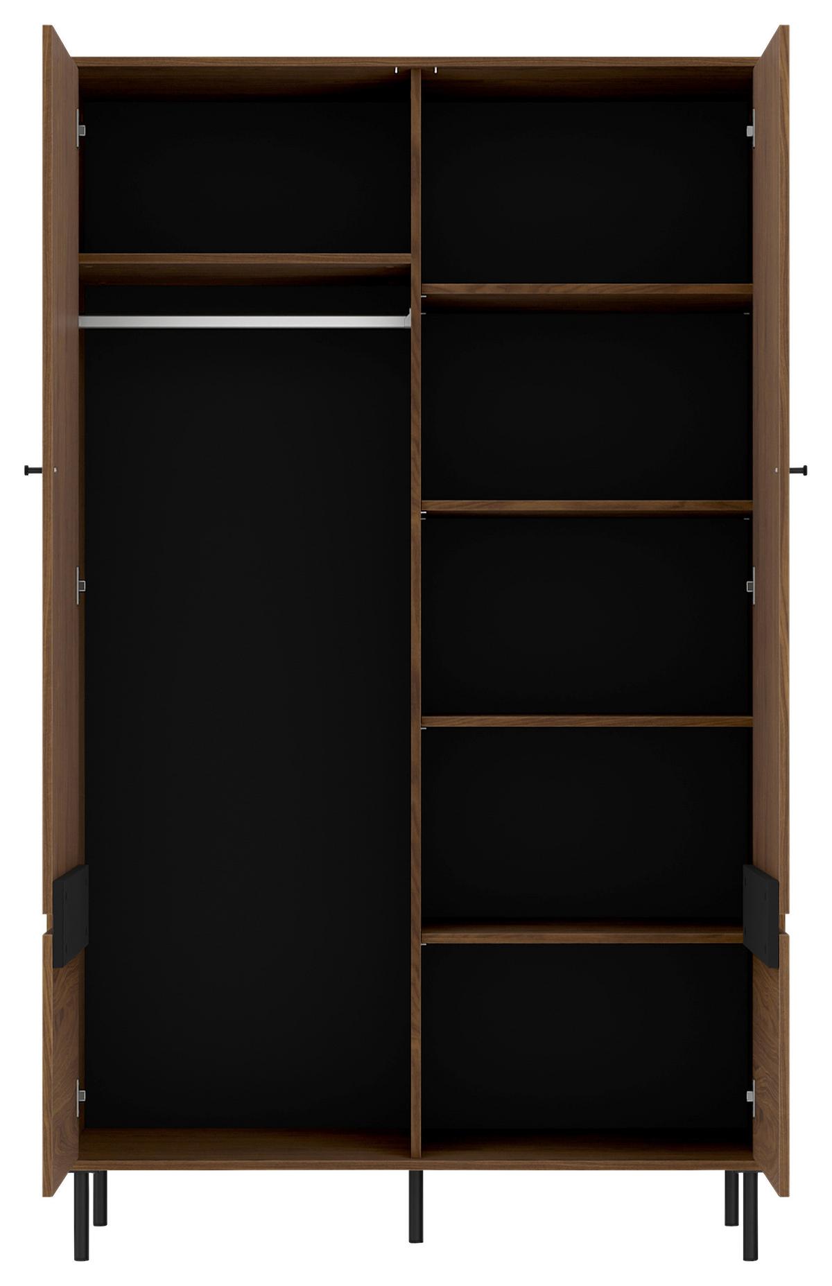 Dulap Revillo - culoare lemn de nuc/negru, Basics, material pe bază de lemn (120/195/55cm) - Modern Living