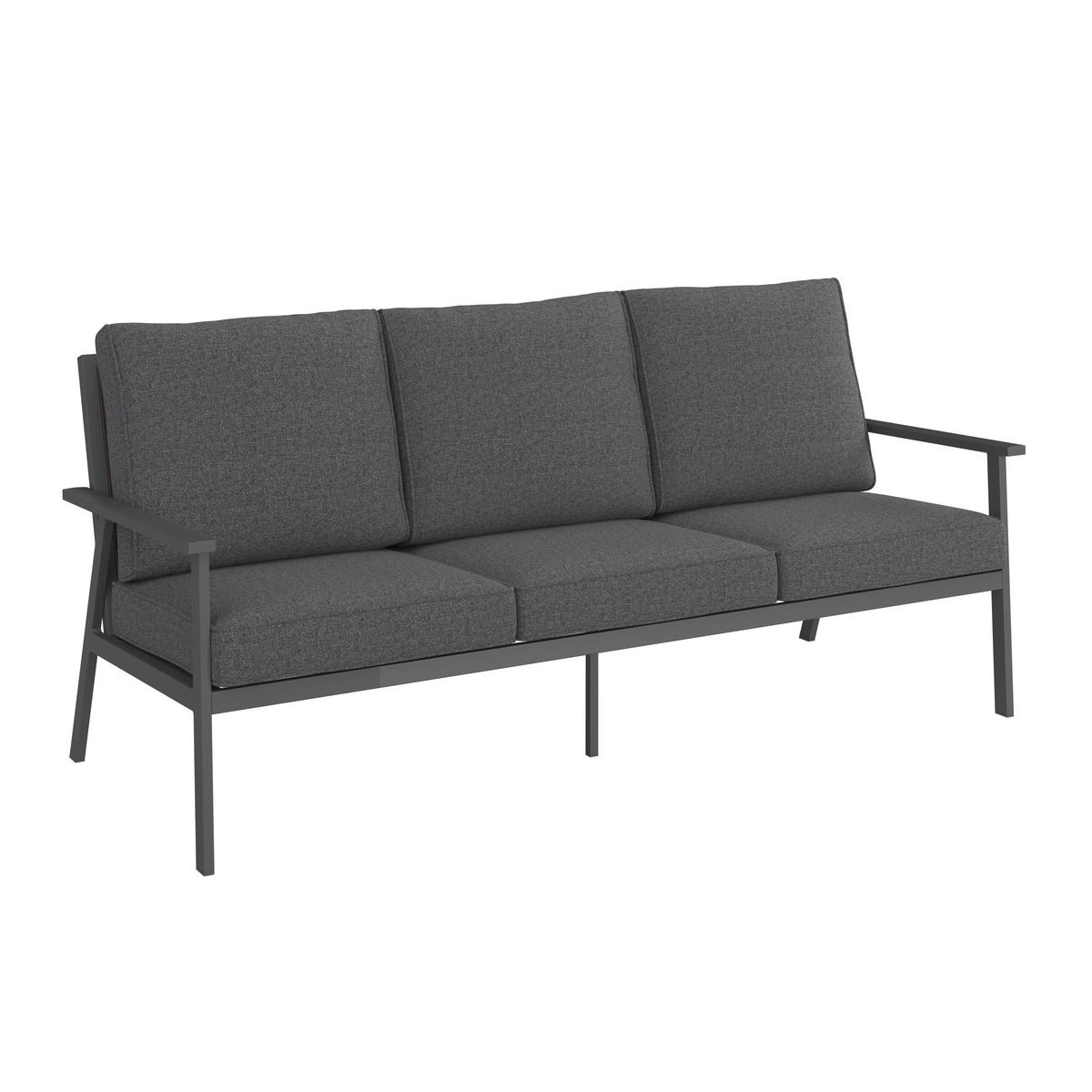 Lounge Garnitura Genua, Črna, Antracit, 4-Delno - črna/antracit, Moderno, kovina/steklo - Beldano