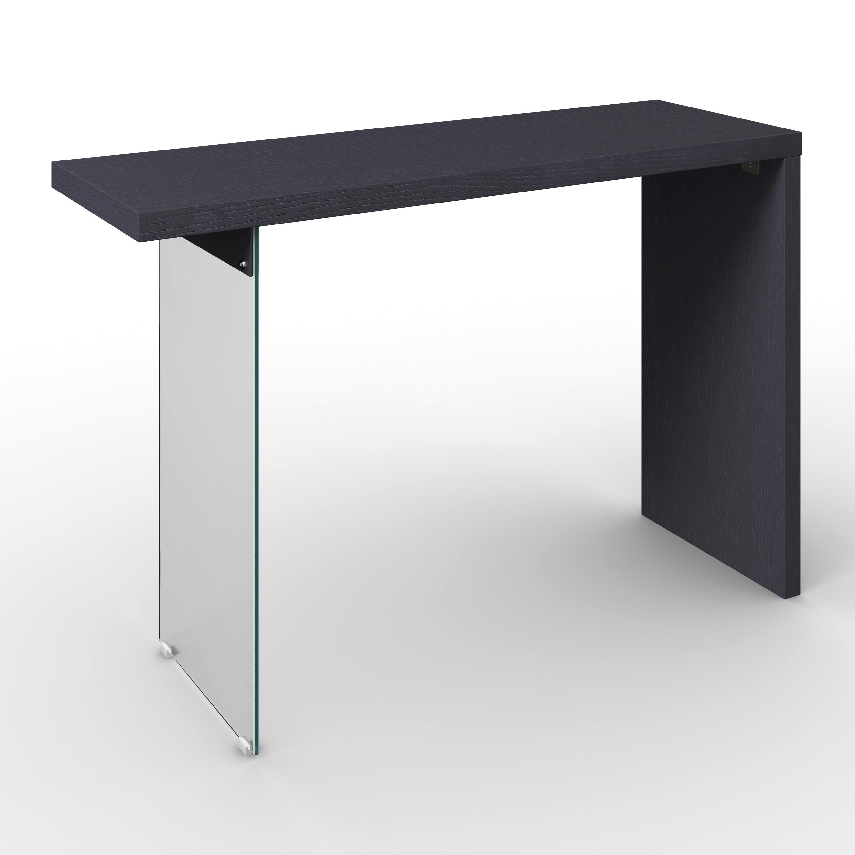 Konsolentisch Milan Schwarz Glas/Holz - Klar/Eichefarben, MODERN, Glas/Holz (120/80/40cm) - Bessagi Home