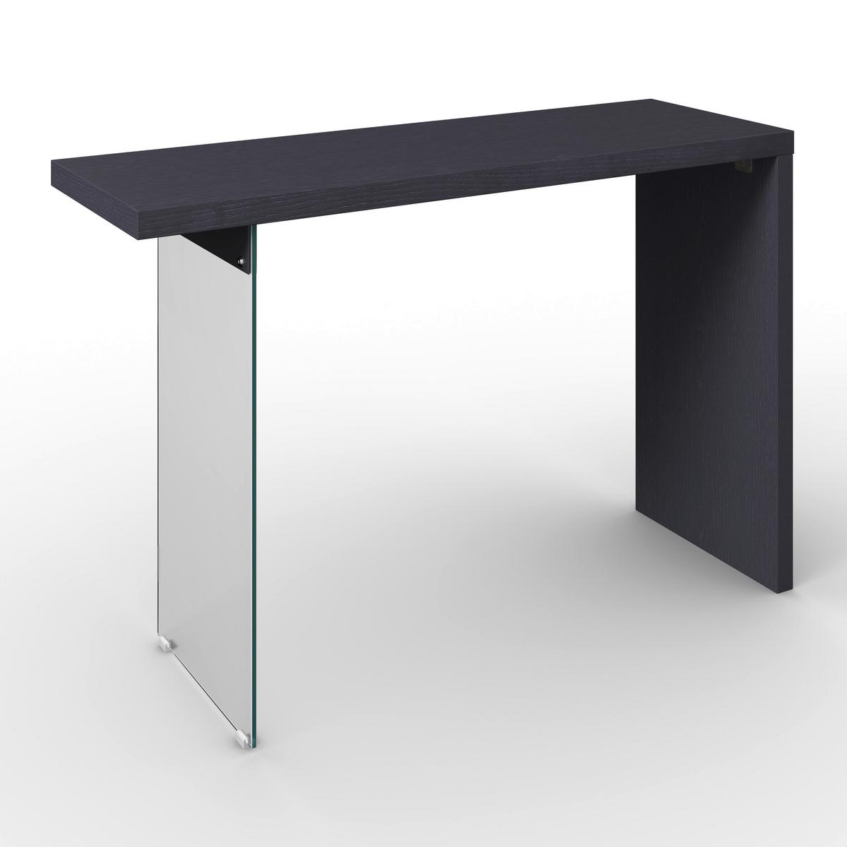 Konsolentisch Milan Schwarz Glas/Holz - Klar/Eichefarben, MODERN, Glas/Holz (120/80/40cm) - Bessagi Home