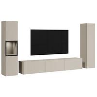 Wohnwand mit LED Berlin III Kaschmir - Kaschmir/Grau, Design, Glas/Holzwerkstoff (240/130/31cm) - P & B