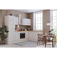 Eckküche Premium Lärche Weiß m. Geräten ca. 280x172 cm - Eichefarben/Weiß, ROMANTIK / LANDHAUS, Holzwerkstoff/Metall (280/172cm) - Respekta