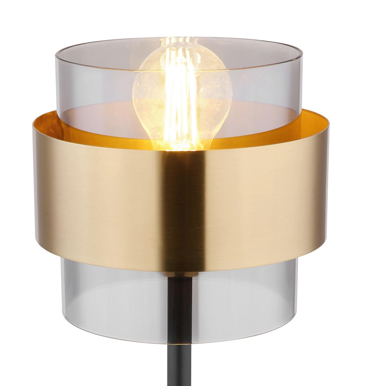 Tischleuchte Milley in Schwarz/Messing max. 60 Watt - Messingfarben/Schwarz, MODERN, Glas/Metall (18/47cm)
