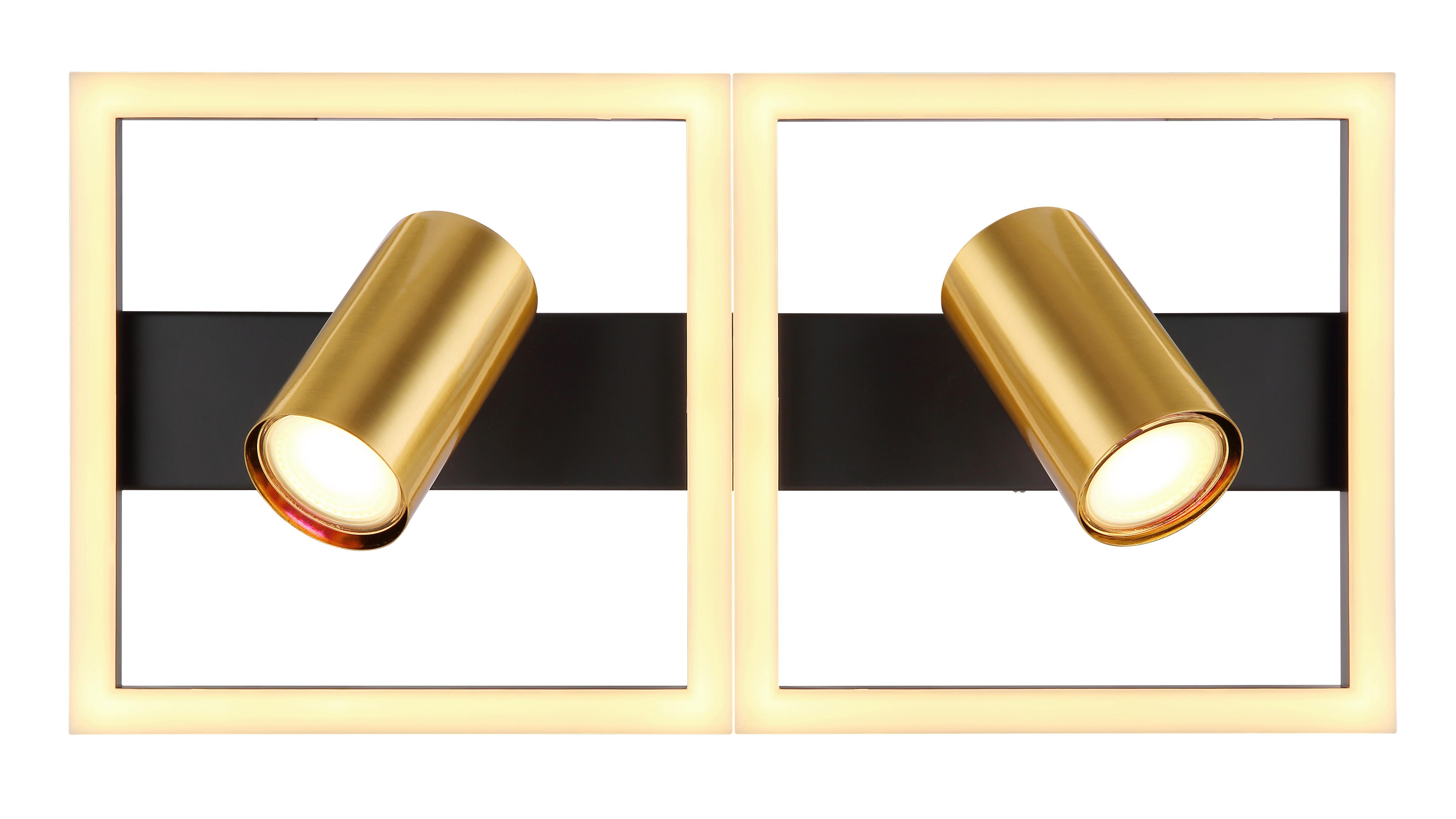 LED-Wandleuchte Marrie Schwarz/Messing max. 22 Watt - Messingfarben/Opal, Design, Kunststoff/Metall (44/22/15,5cm) - Globo