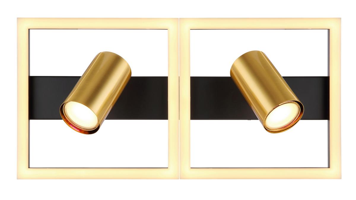 LED-Wandleuchte Marrie Schwarz/Messing max. 22 Watt - Messingfarben/Opal, Design, Kunststoff/Metall (44/22/15,5cm) - Globo