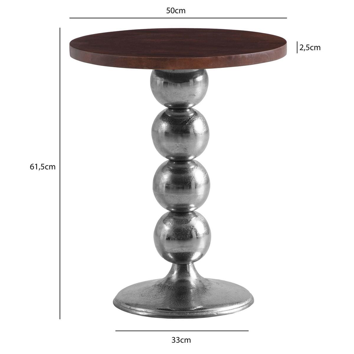 BEISTELLTISCH WL7.210 - Silberfarben/Braun, Design, Holz/Metall (50/50/61,5cm) - Livetastic