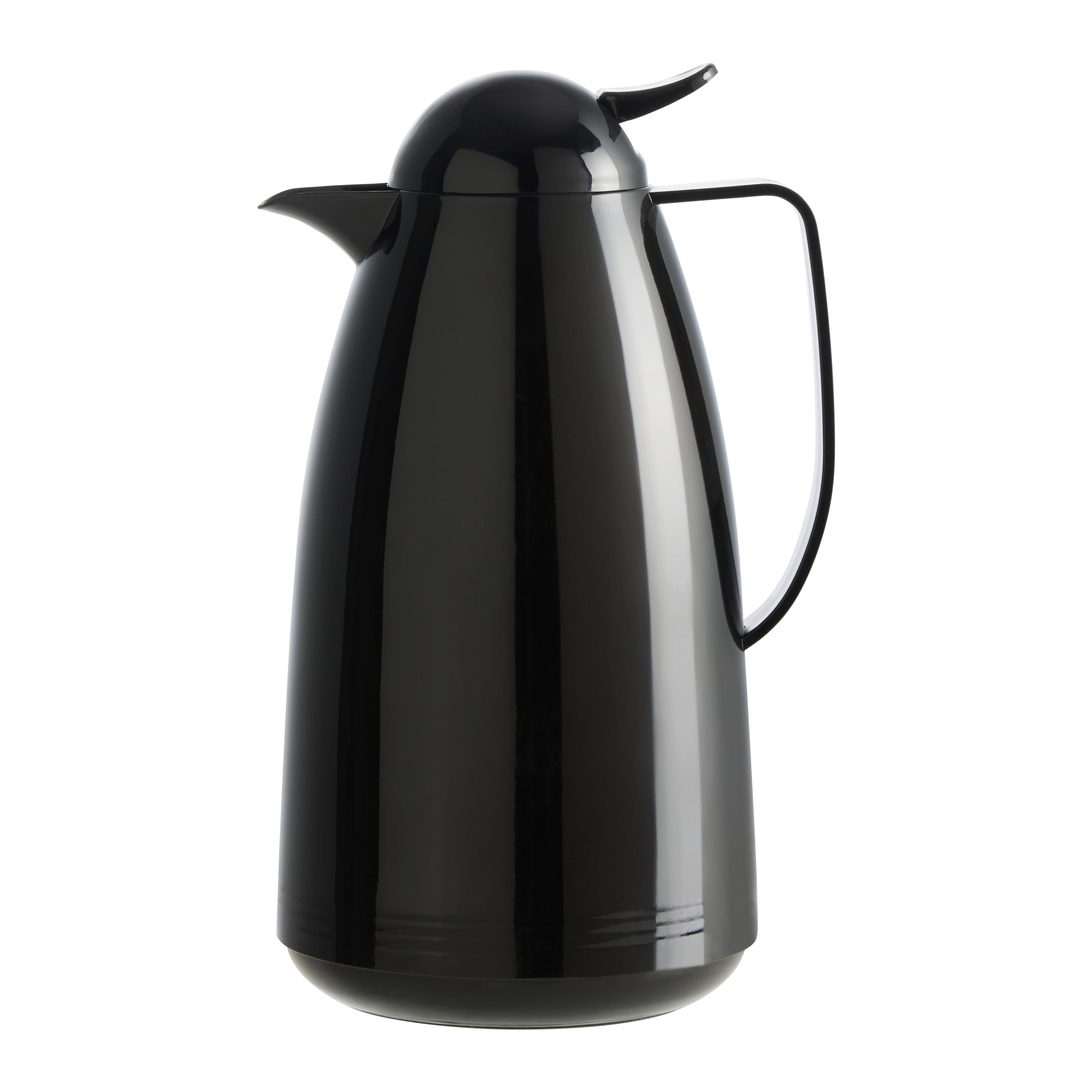 Isolierflasche Barbara Schwarz ca. 1l - Schwarz Hochglanz/Grau Hochglanz, KONVENTIONELL, Glas/Kunststoff (1l) - Mömax