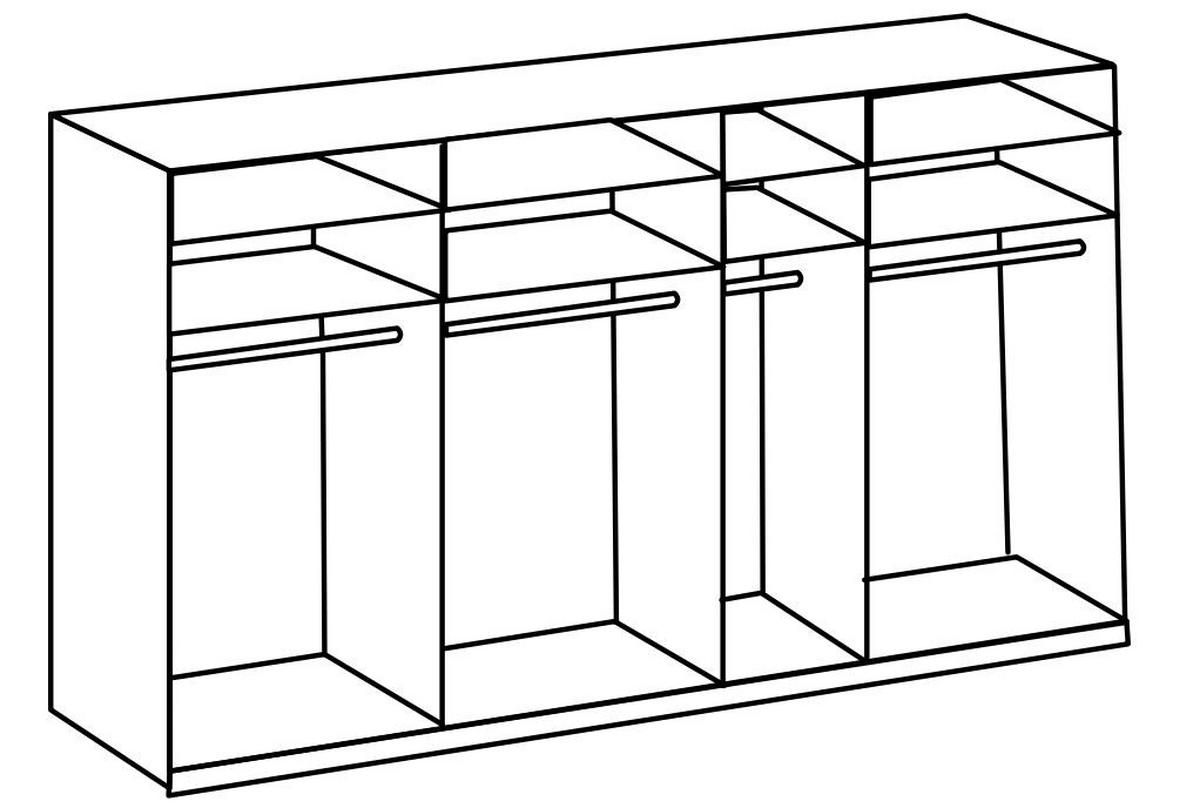 Ormar S Kliznim Vratima Level 36 D - boje hrasta/bijela visoki sjaj, Moderno, drvni materijal/metal (350/236/65cm) - Modern Living