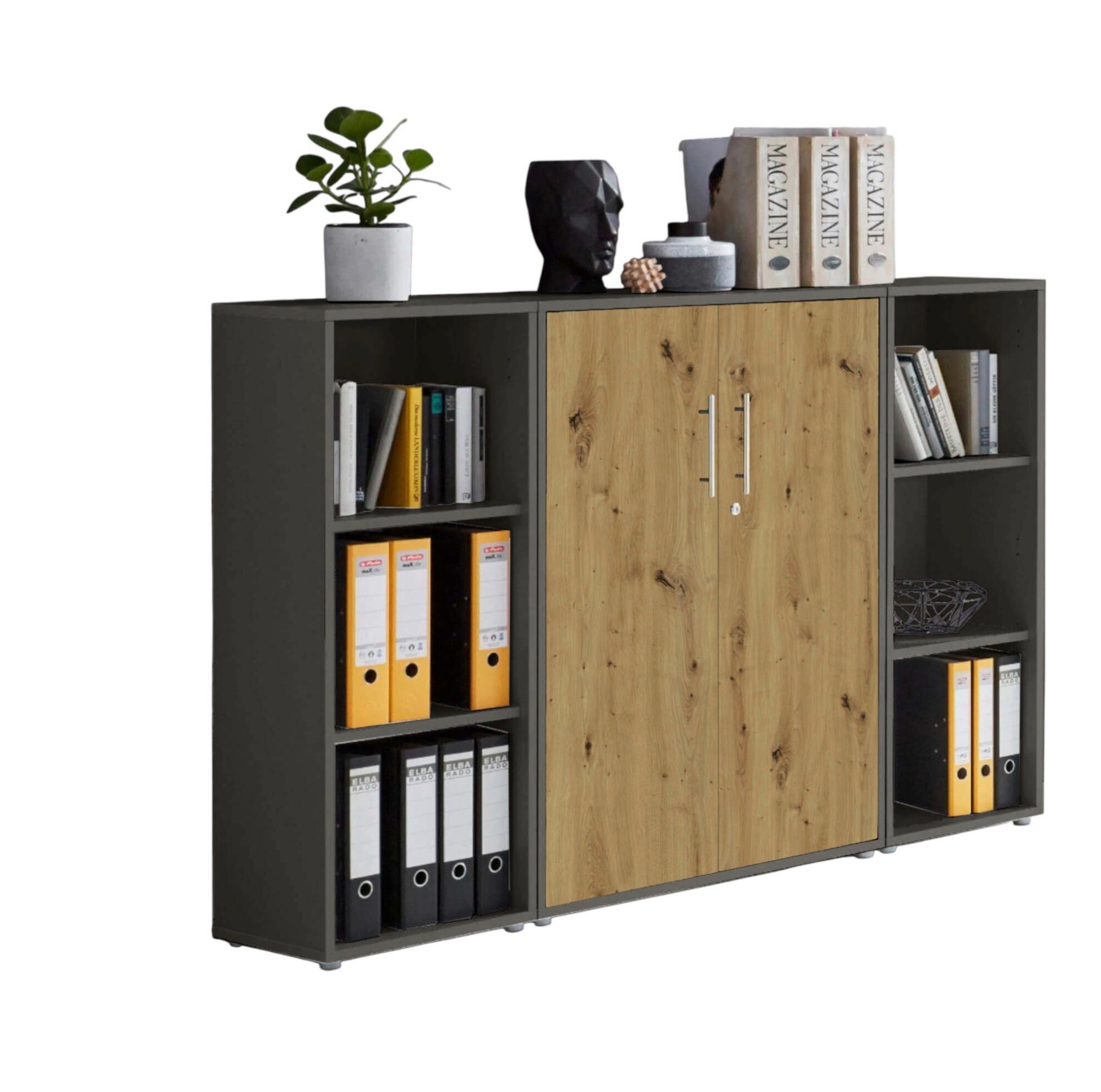 AKTENSCHRANK OFFICE EDITION - SW SET 2 - Anthrazit/Eiche Artisan, MODERN, Holzwerkstoff (172,6/113,6/33cm) - MID.YOU