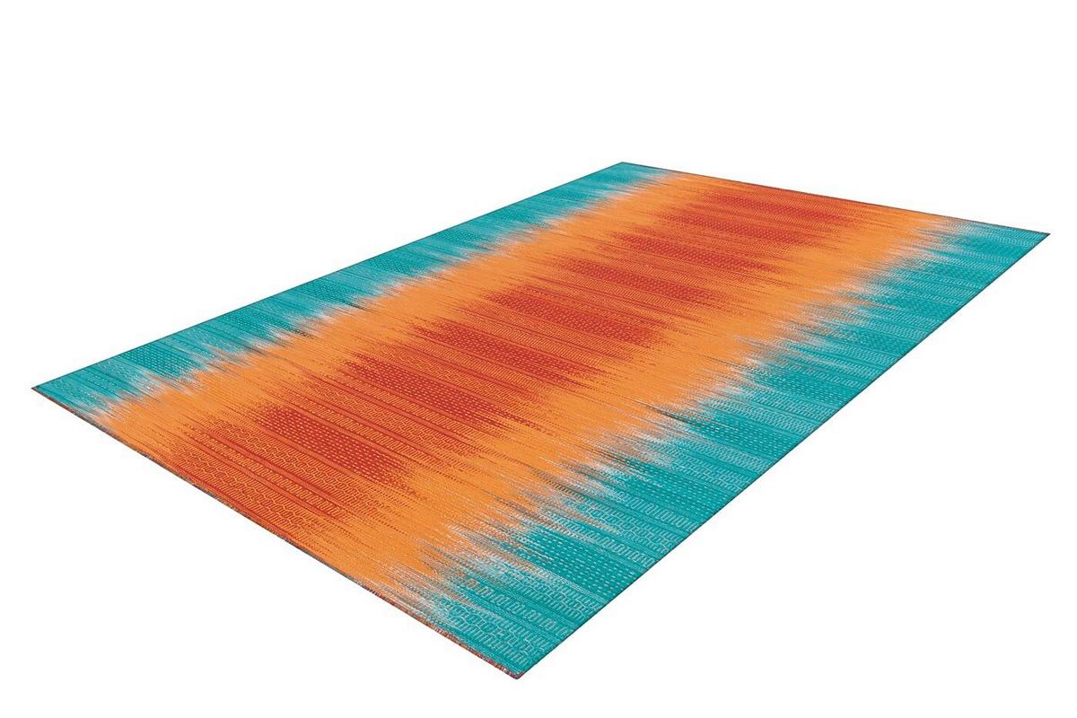 Flachwebeteppich Sunset 8070 Orange/blau 90x160 - Blau/Orange, Basics, Textil (90/160cm) - Kayoom
