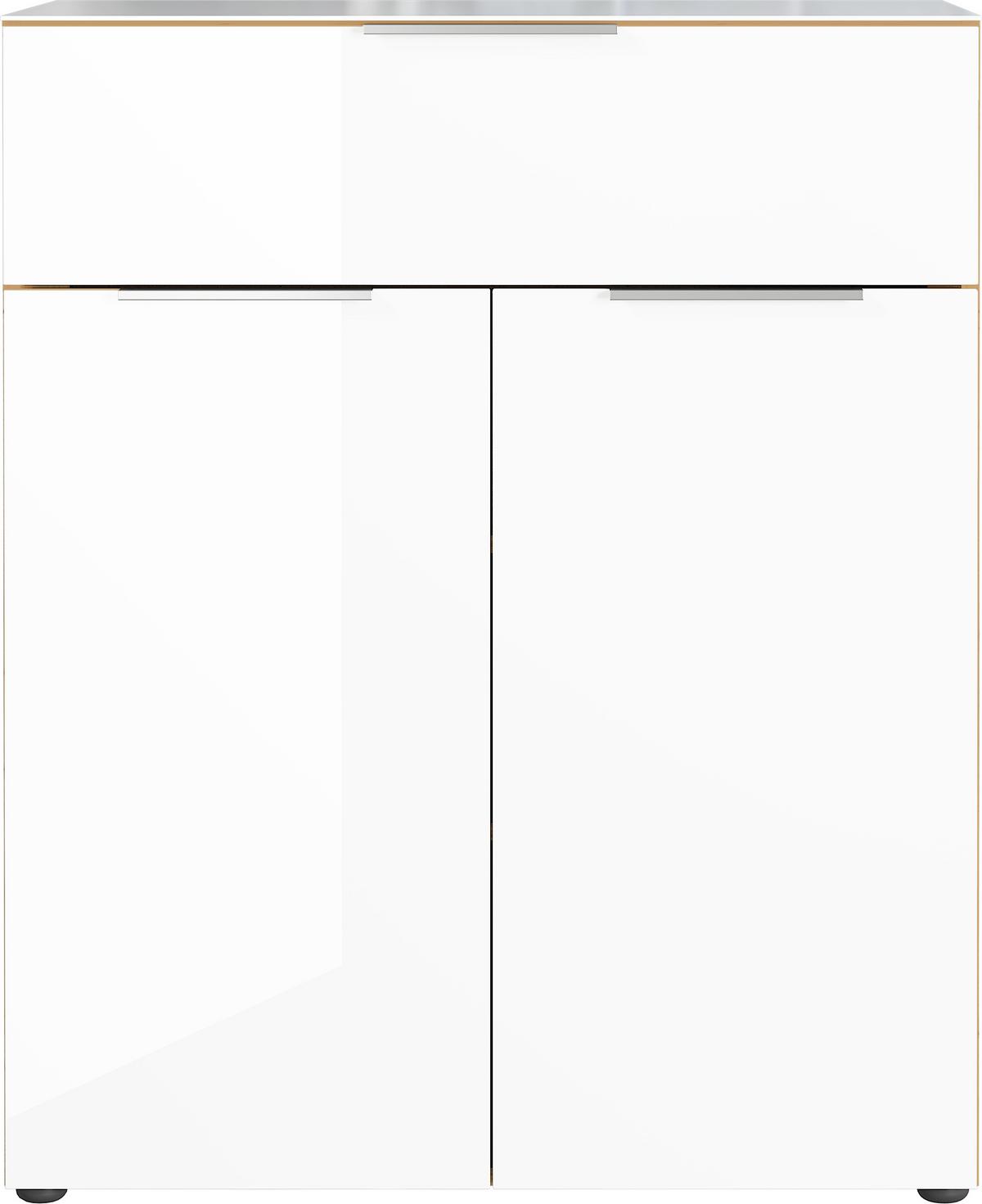 Kommode Oakland in Weiss/Eichefarben - Weiss/Eichefarben, Modern, Glas/Holzwerkstoff (83/102/42cm) - Premium Living