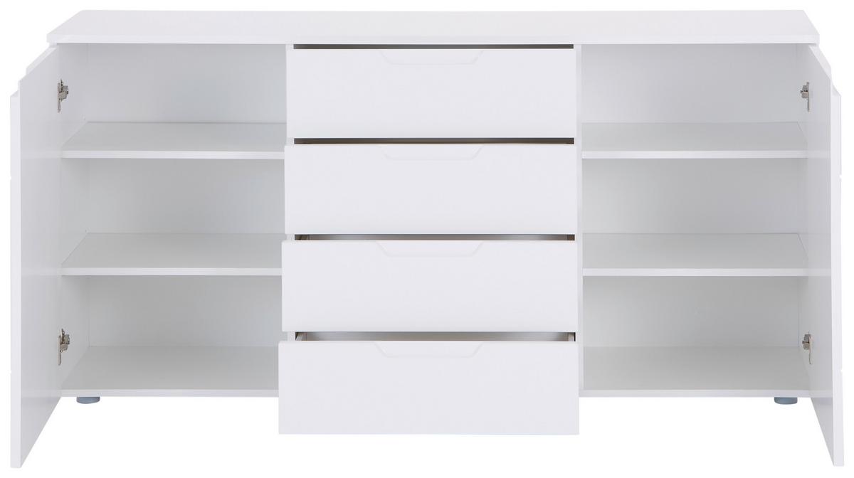 Comodă HILTON - alb/alb lucios intens, Modern, material pe bază de lemn (160/81,4/40cm) - Modern Living