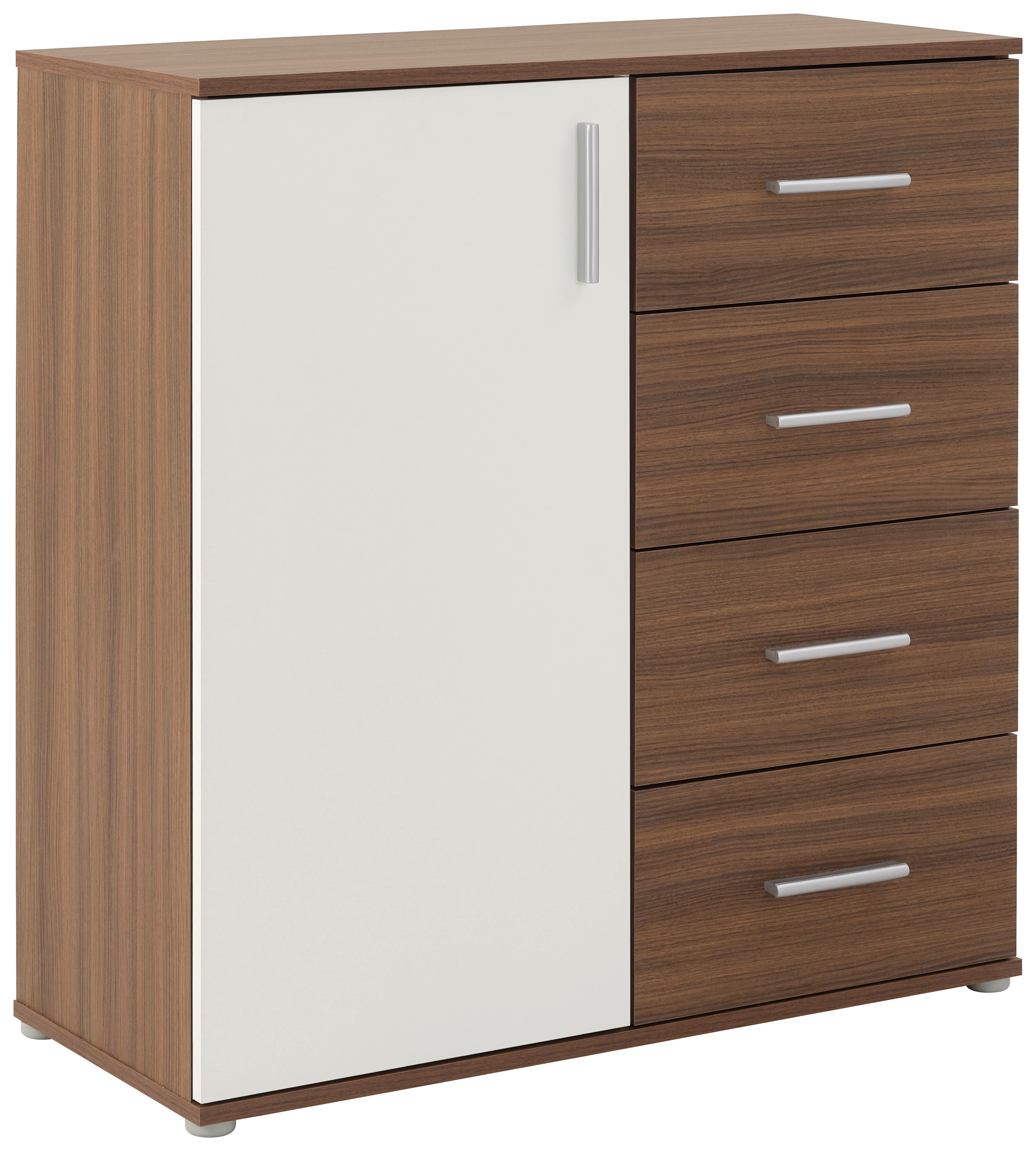 Komoda Ina 02 - barva oreha/barve aluminija, Moderno, umetna masa/leseni material (88,2/94,8/38,3cm)