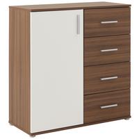 Komoda Ina 02 - barva oreha/barve aluminija, Moderno, umetna masa/leseni material (88,2/94,8/38,3cm)