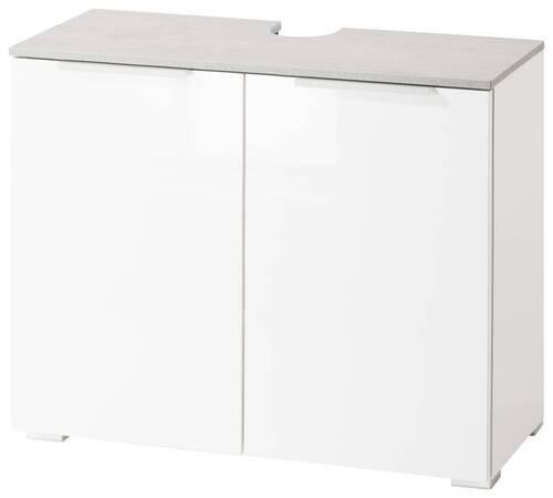 Waschbeckenunterschrank in Weiss - Weiss Hochglanz/Weiss, Modern, Holz/Metall (70/58/35cm) - Mömax
