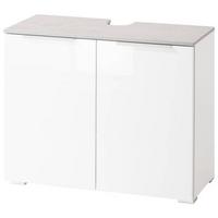 Waschbeckenunterschrank in Weiss - Weiss Hochglanz/Weiss, Modern, Holz/Metall (70/58/35cm) - Mömax