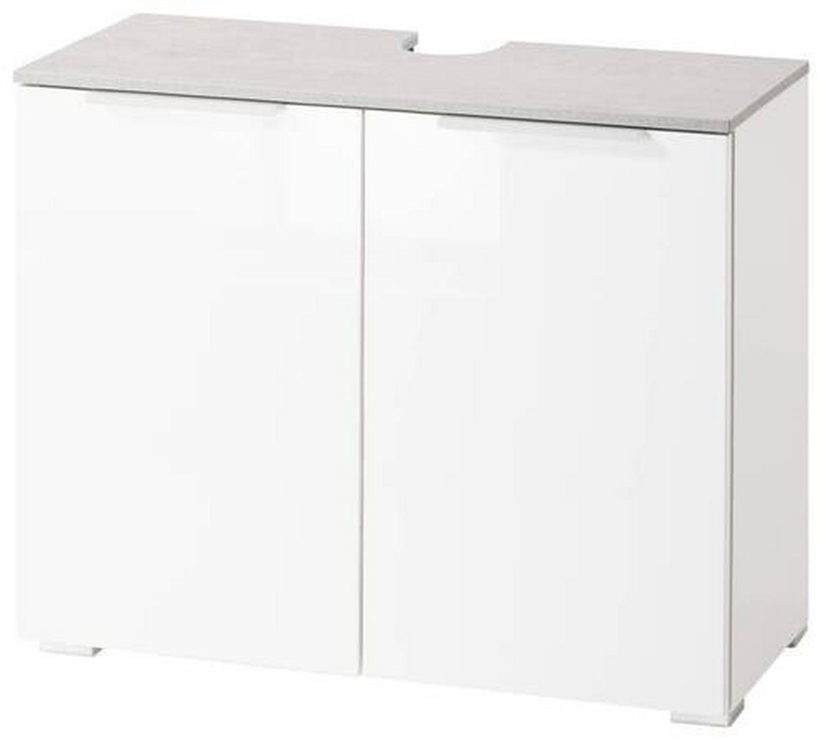 Waschbeckenunterschrank in Weiss - Weiss Hochglanz/Weiss, Modern, Holz/Metall (70/58/35cm) - Mömax