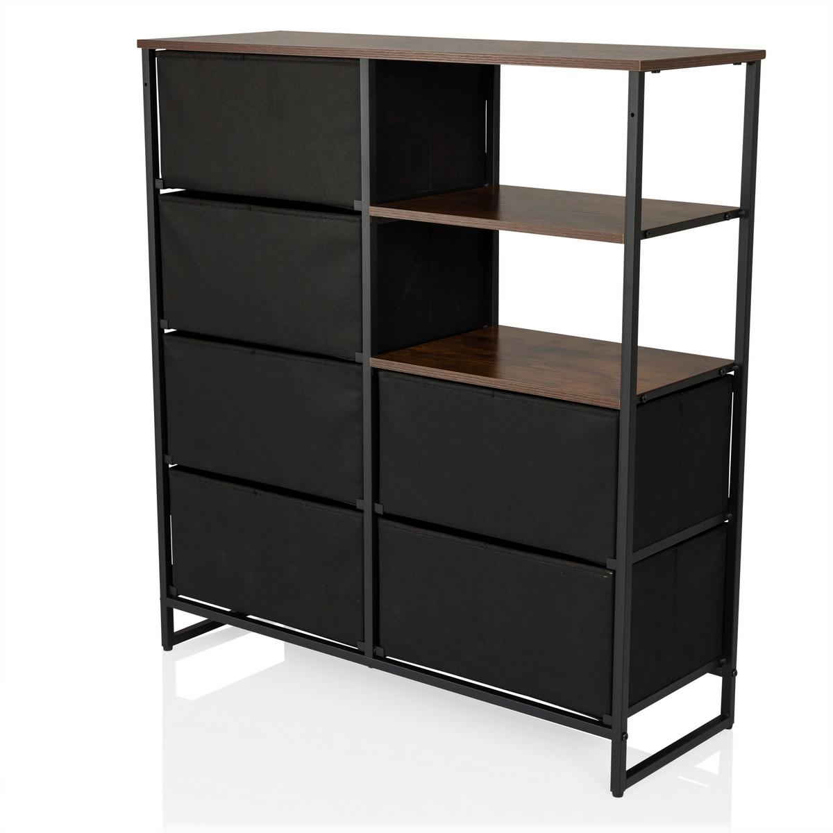 Komoda Ragala, Barva Hrasta - črna/barve hrasta, Moderno, kovina/tekstil (84/92/30cm) - MID.YOU