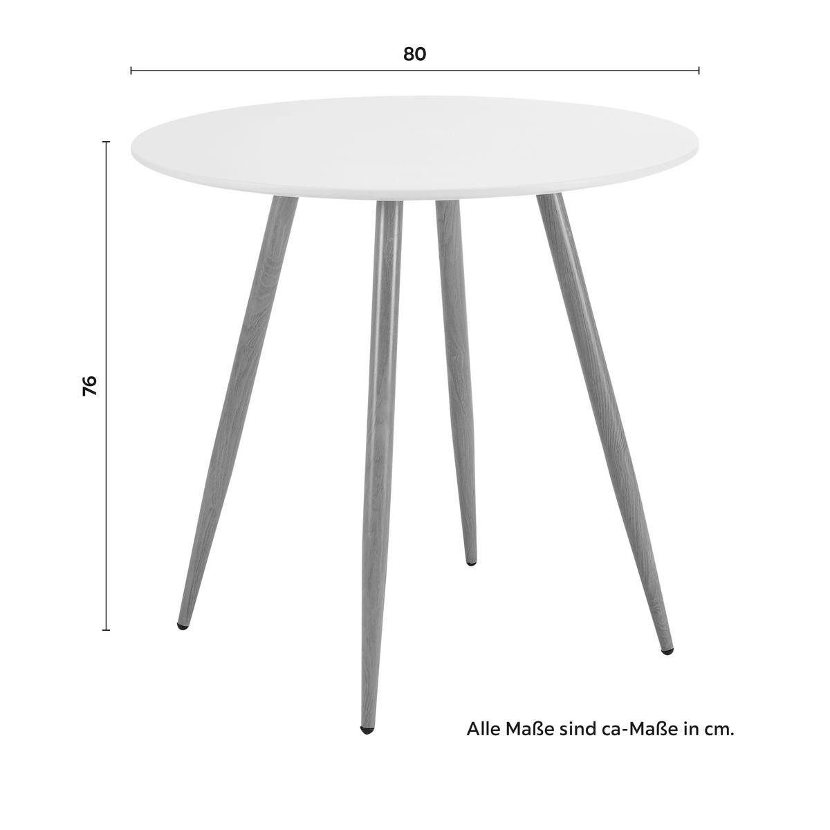Esstisch rund John Weiß MDF Ø ca. 80 cm - Eichefarben/Weiß, MODERN, Holz/Metall (80/76cm) - Bessagi Home