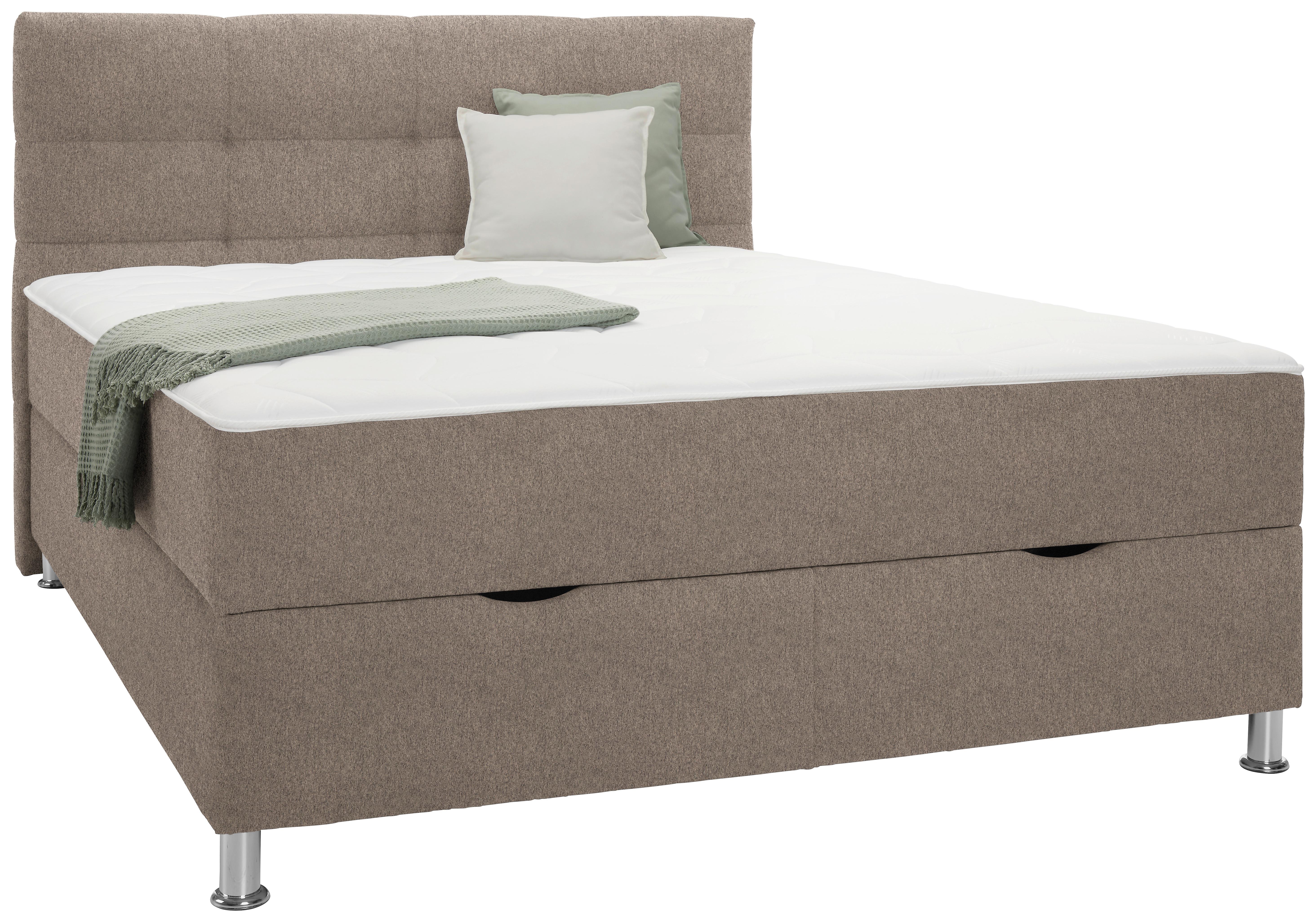 Boxbett Oviedo 160 in Cappuccino ca. 160x200cm - Cappuccino, KONVENTIONELL, Textil/Metall (160/200cm) - Mömax