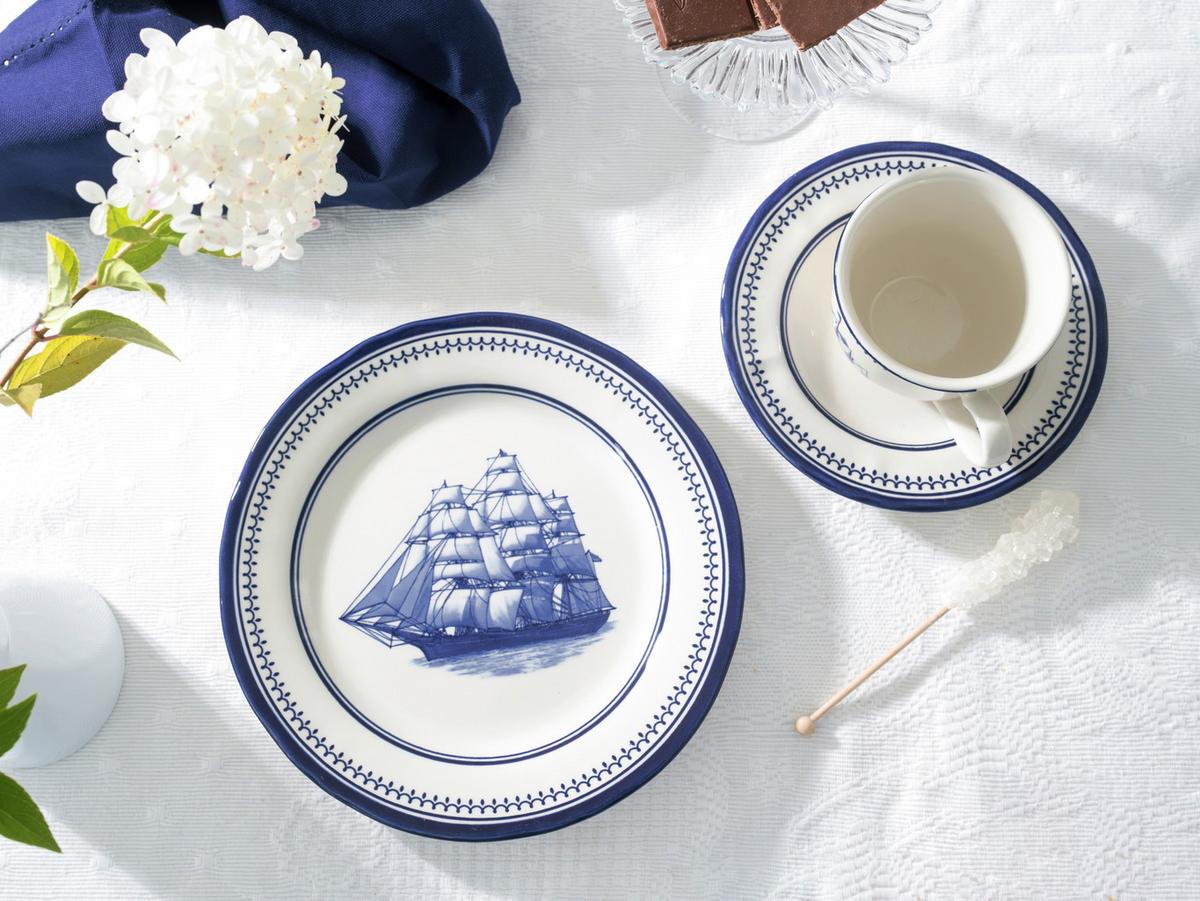 Kavni Servis Sailing Ship, 18-Delni Set - modra/bela, Basics, keramika - Creatable